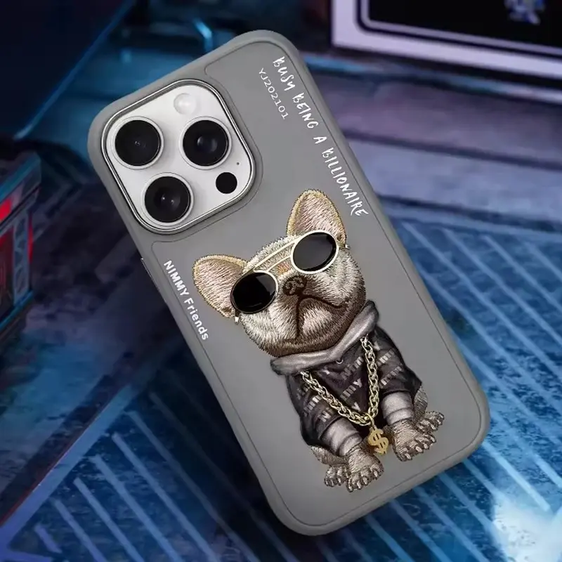 قاب محافظ گوشی آیفون 16 طرح سگ گلدوزی شده نیمی Nimmy Embroidery phone case 360° protection iphone 16