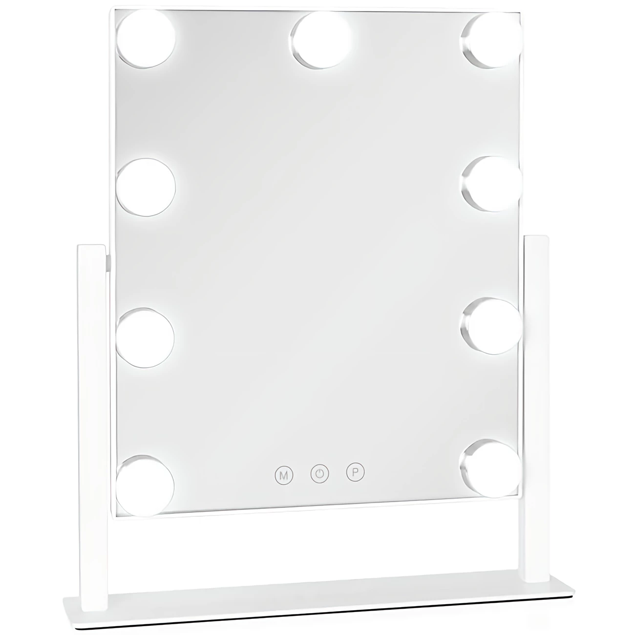 آینه چراغ‌دار آرایشی رومیزی لمسی با 9 چراغ LED