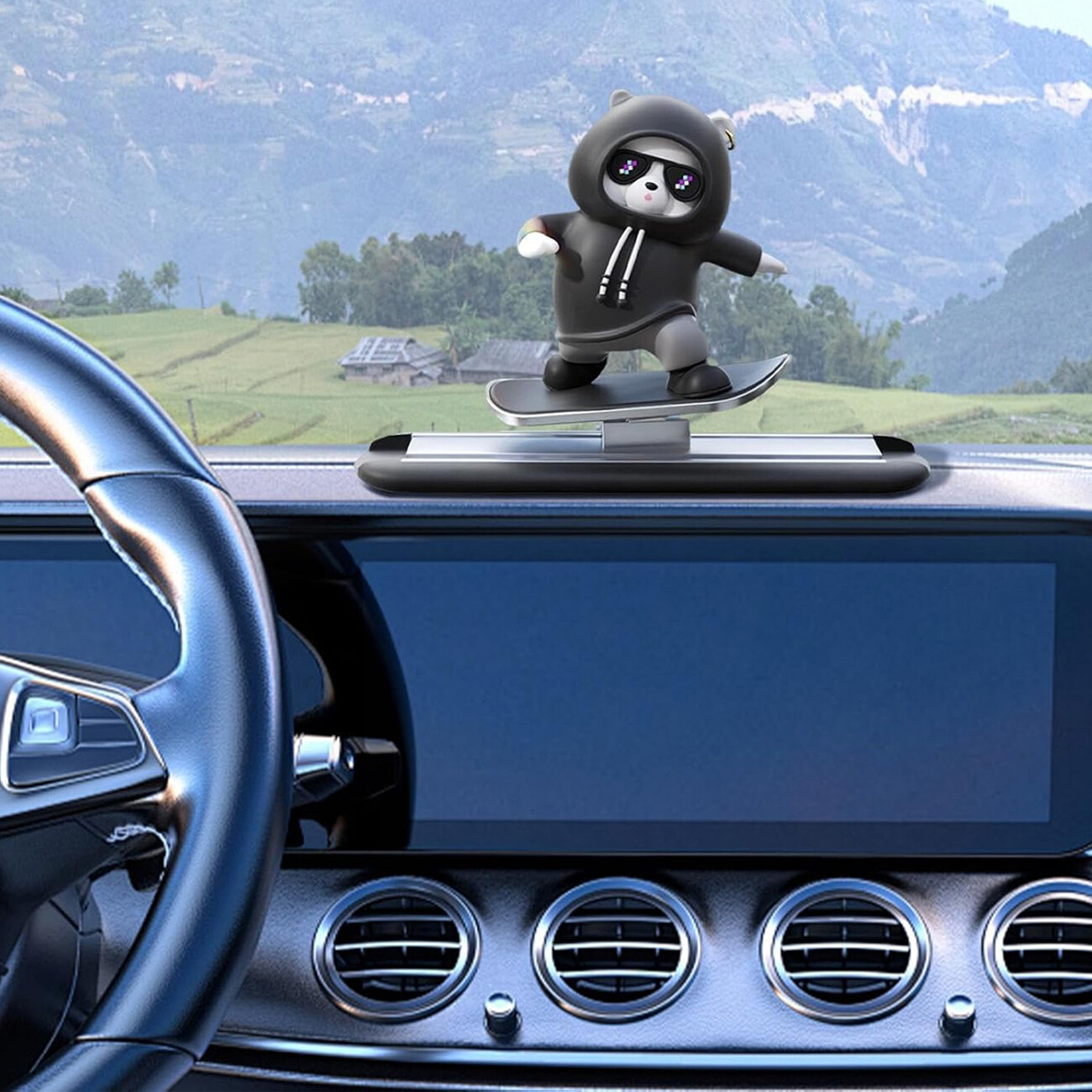 قیمت دکوری خرس اسکیت سوار مشکی خودرو