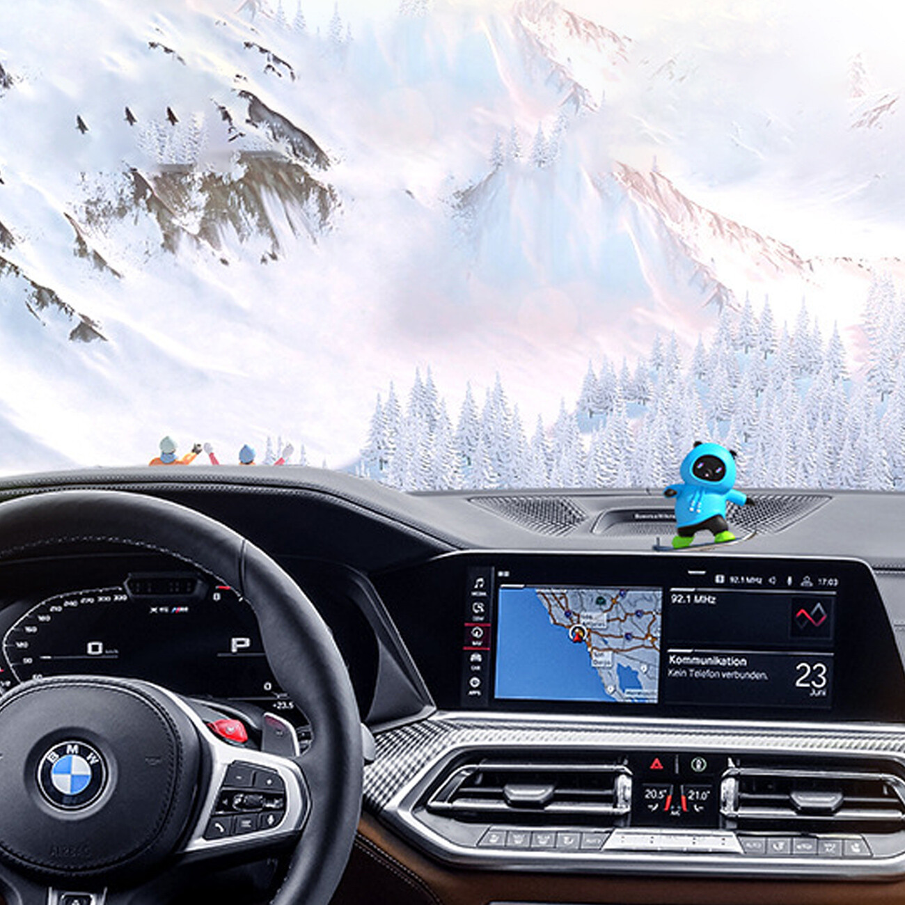 دکوری خرس اسکیت سوار آبی خودرو