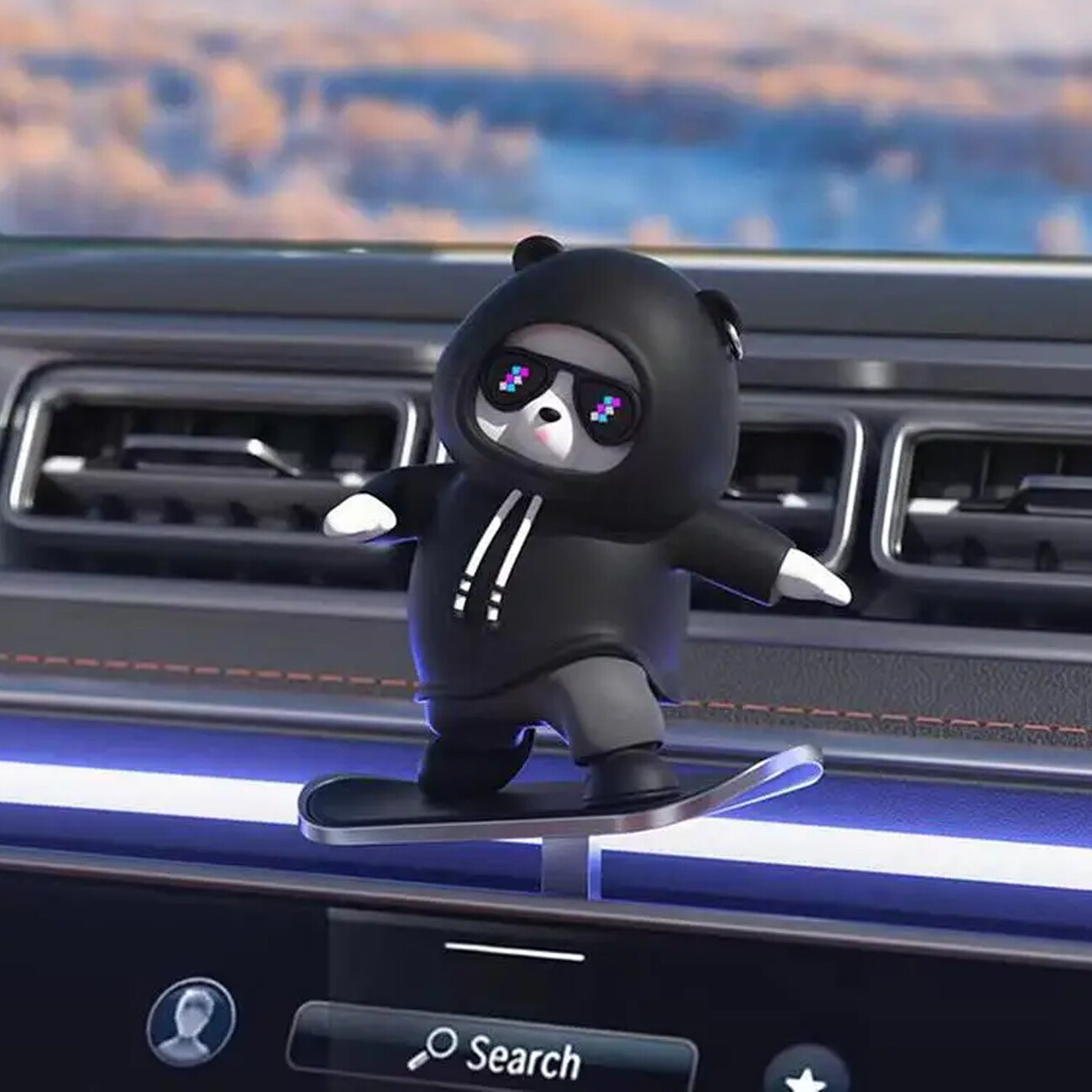 فروش دکوری خرس اسکیت سوار مشکی خودرو