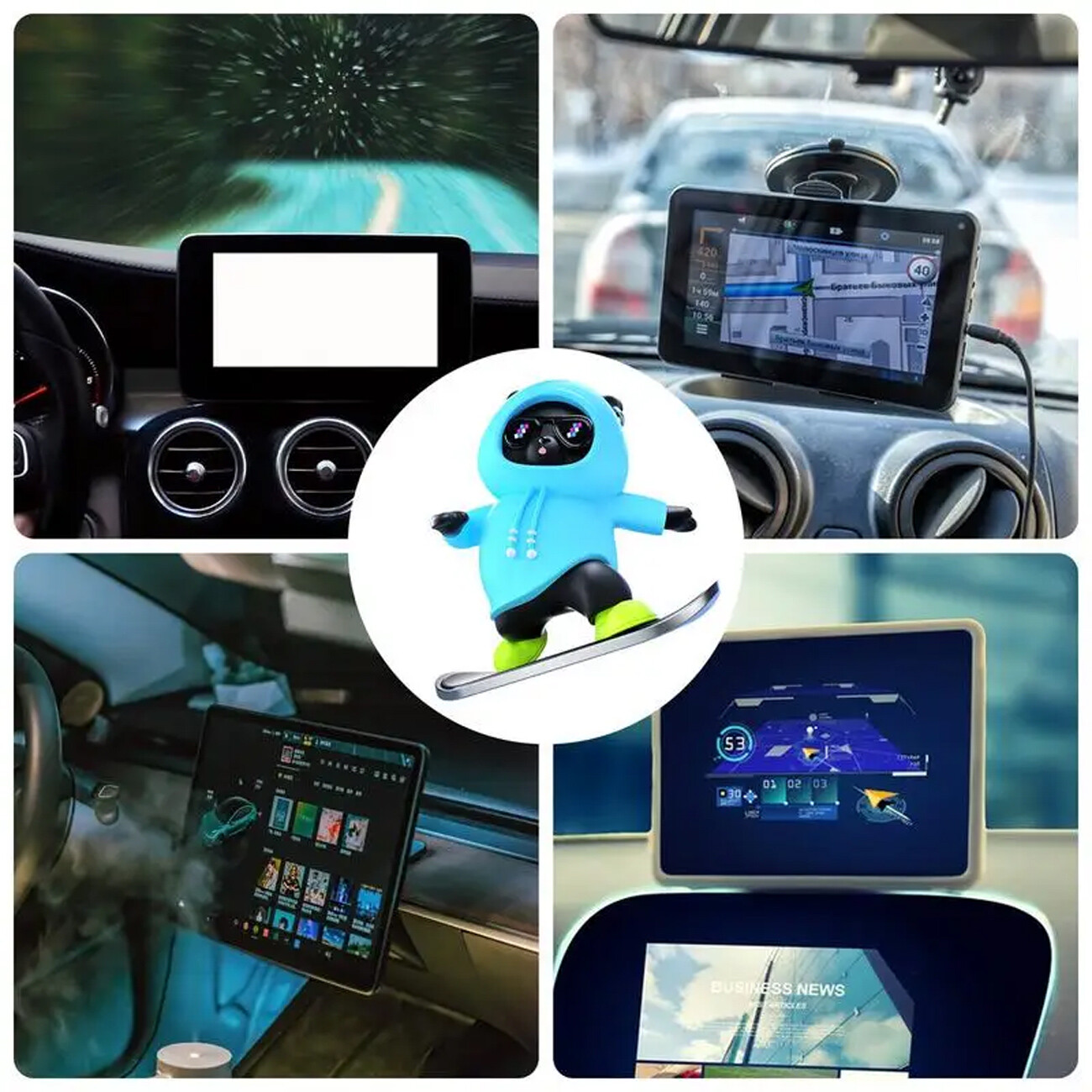 خرید دکوری خرس اسکیت سوار آبی خودرو