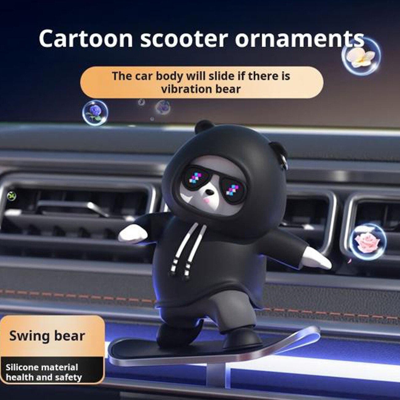 خرید مجسمه خرس متحرک اسکیت سوار