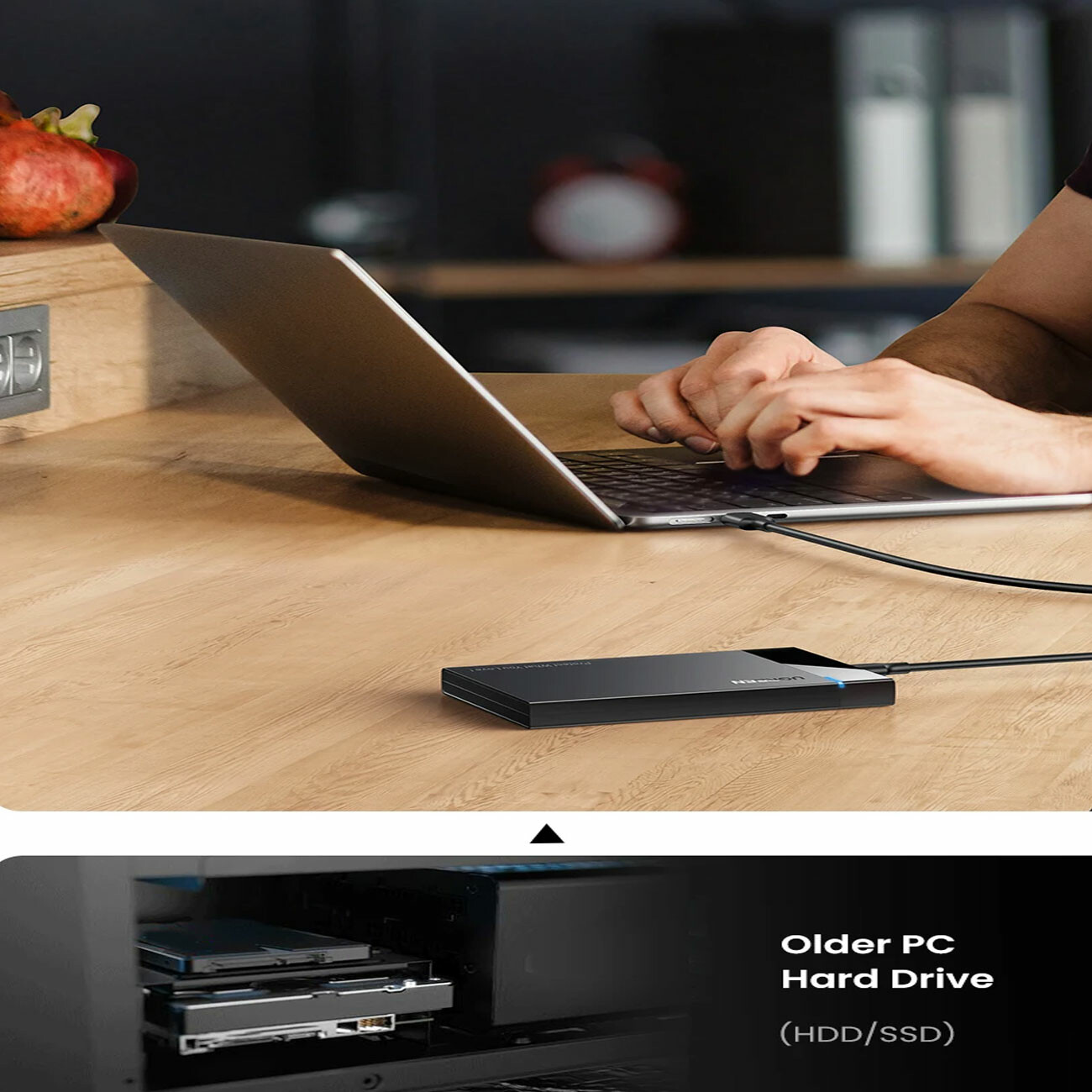 باکس هارد یوگرین US221 30848 متصل به لپتاپ