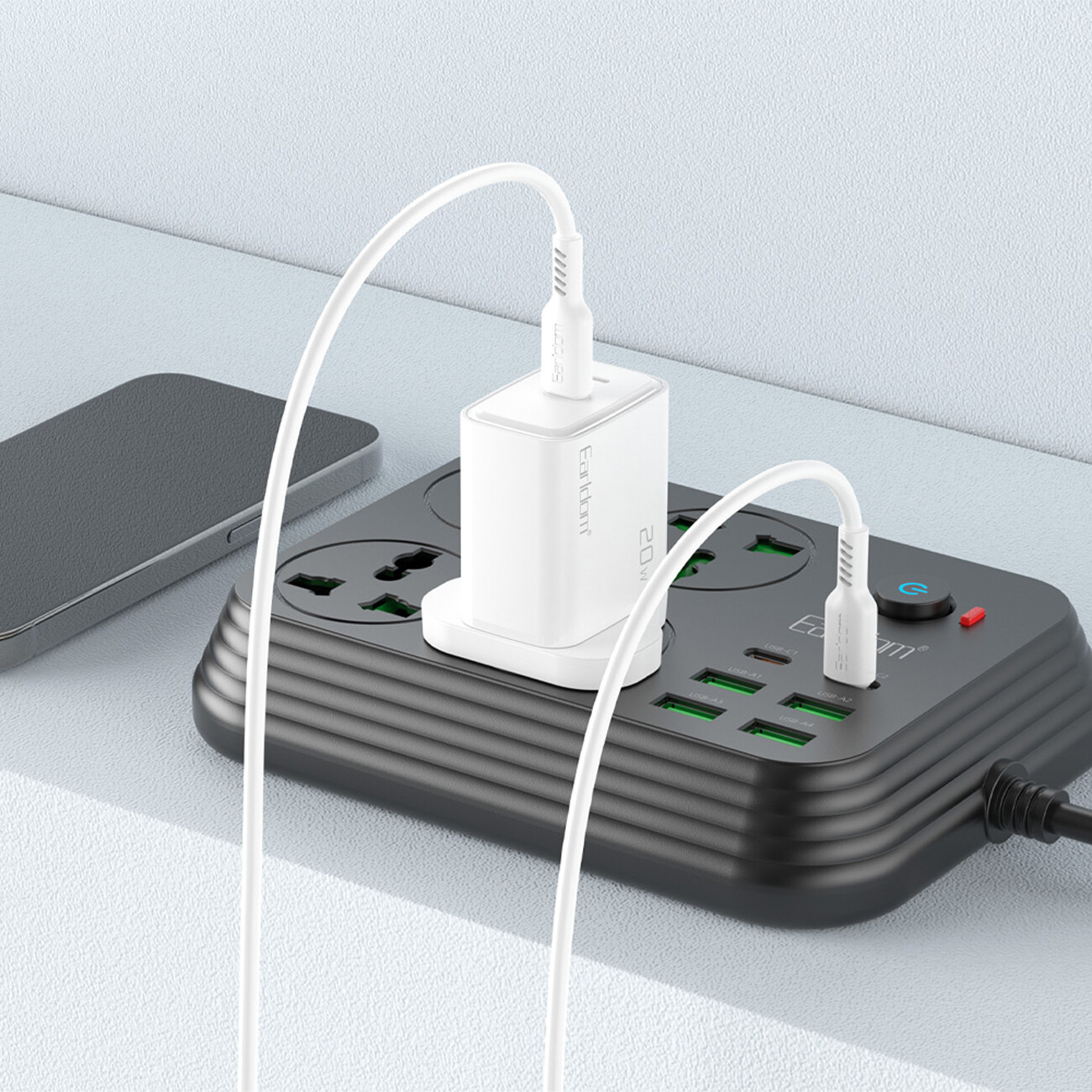 فروش چندراهی برق چهار سوکت، چهار عدد یو اس بی و دو عدد تایپ‌سی 3000 وات ارلدام