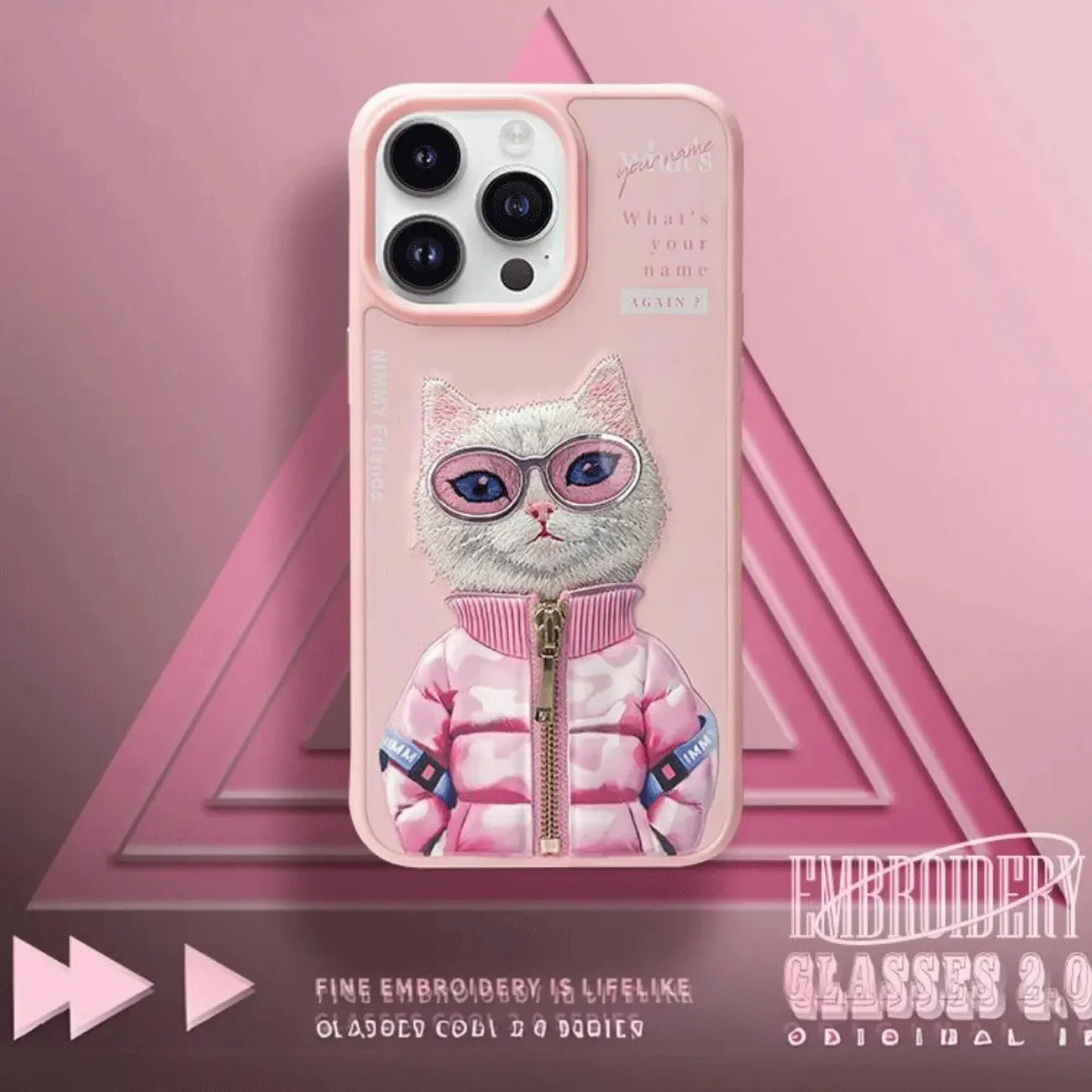 قاب محافظ گوشی آیفون 16 طرح سگ گلدوزی شده نیمی Nimmy Embroidery phone case 360° protection iphone 16