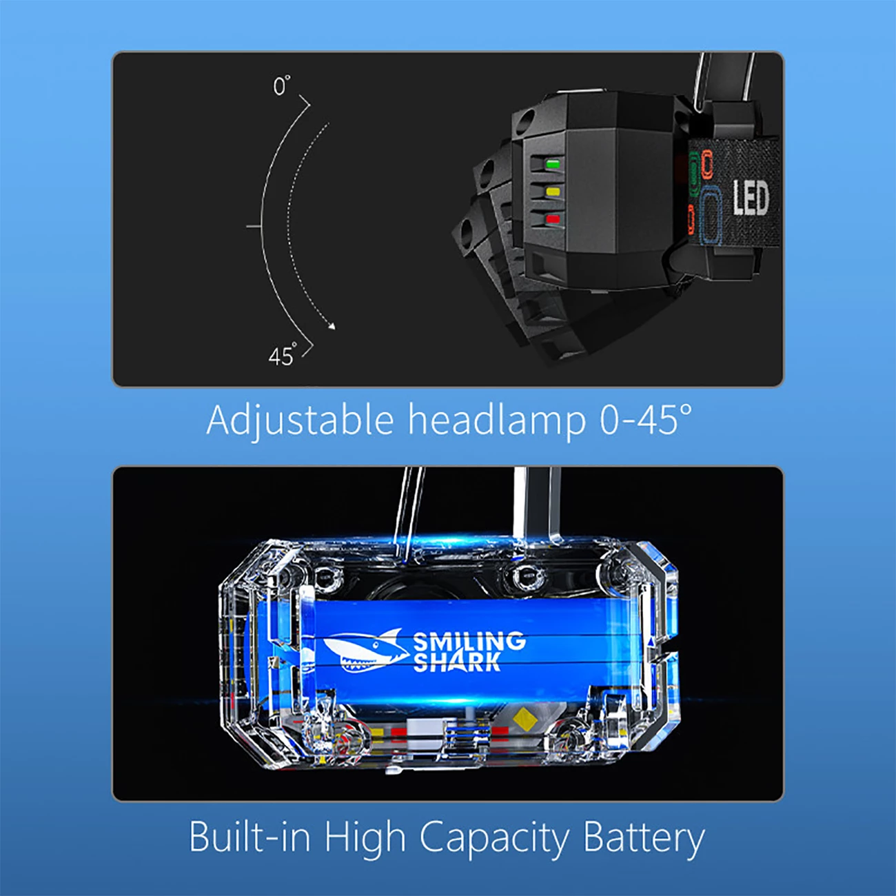 قیمت هدلایت 2000 میلیآمپرساعت اسمایلینگ شارک TD0189  ظرفیت باتری براساس اطلاعات جعبه چک شود