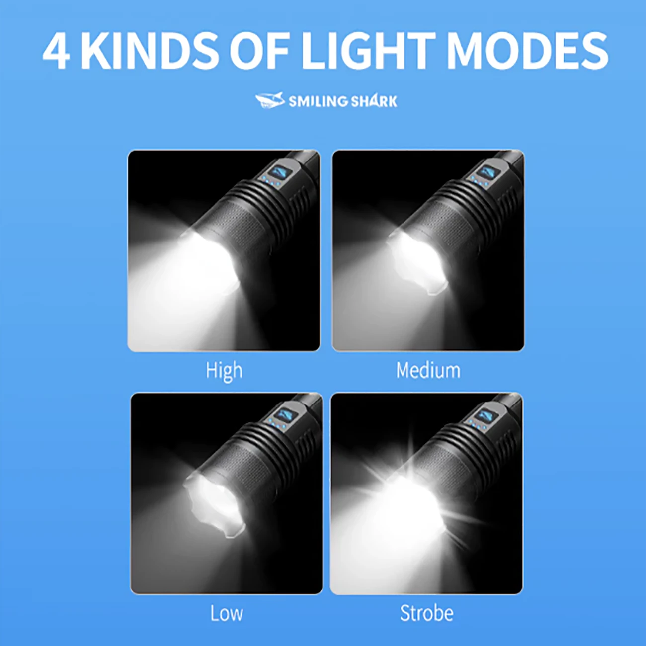 لامپ شارژی قدرتمند 10000 لومن و پاوربانک اسمایلینگ شارک