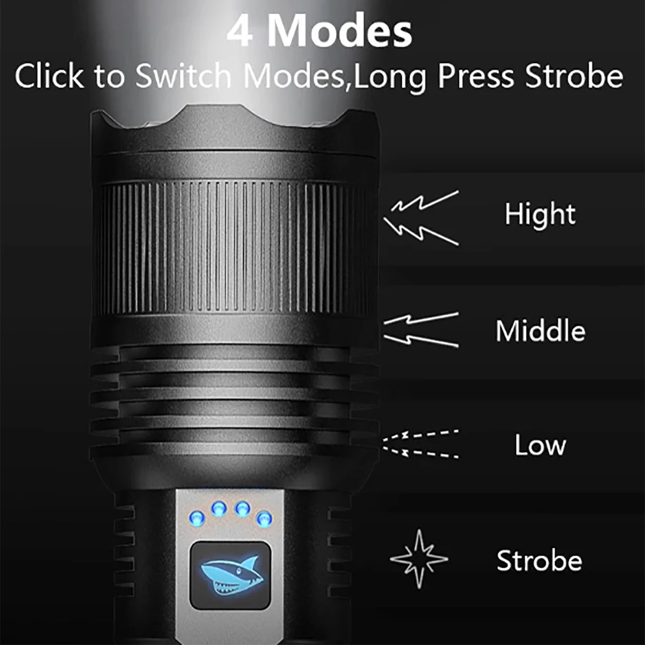 خرید چراغ قوه شارژی قدرتمند و پاوربانک اسمایلینگ شارک