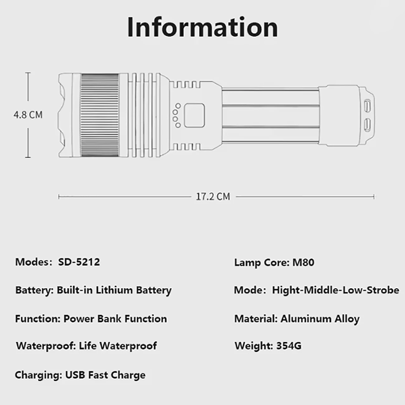 فروش چراغ قوه شارژی قدرتمند و پاوربانک اسمایلینگ شارک