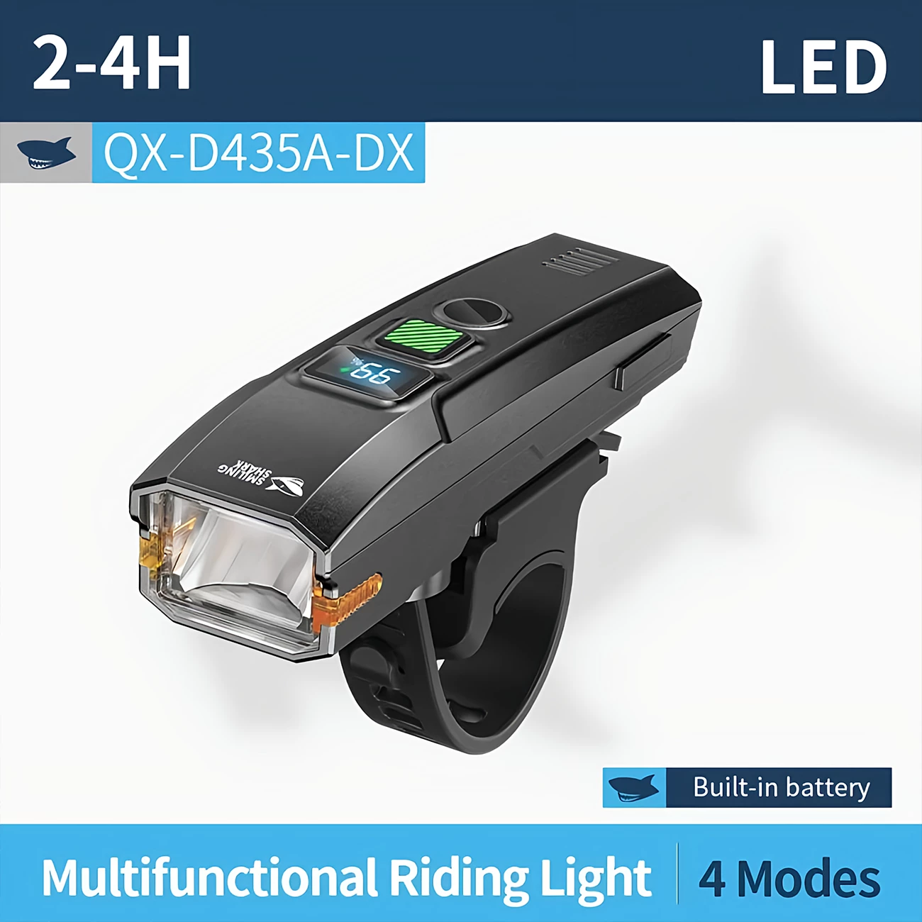 فروش چراغ هوشمند شارژی ضدآب دوچرخه اسمایلینگ شارک با بوق هشدار