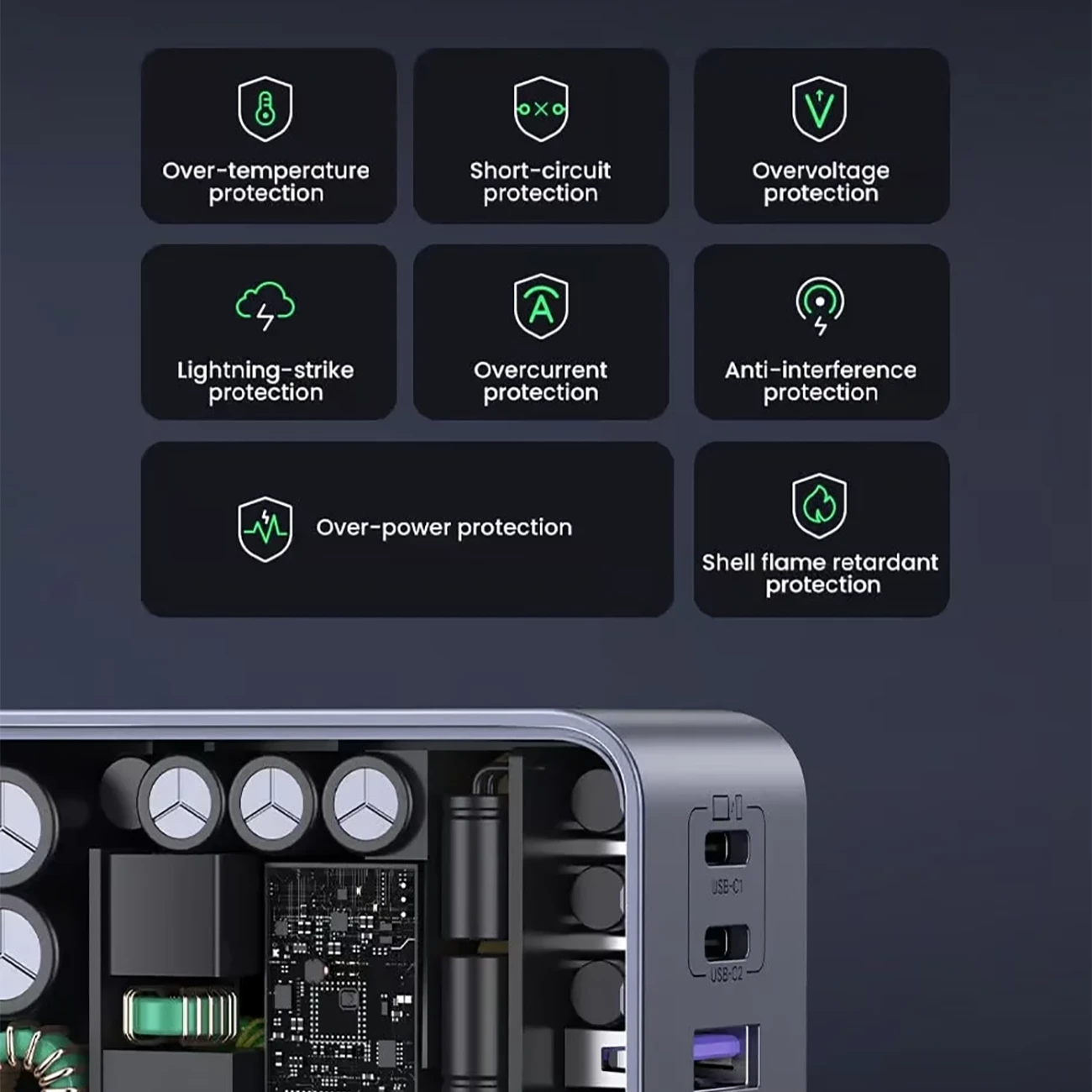 فروش شارژر دیواری 65 وات یوگرین با دو پورت تایپ سی و یک پورت یو اس بی