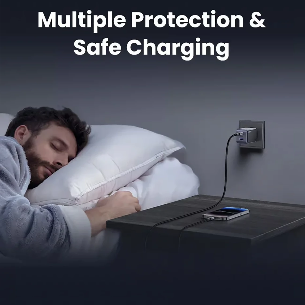 قیمت شارژر دیواری 65 وات یوگرین با دو پورت تایپ سی و یک پورت یو اس بی