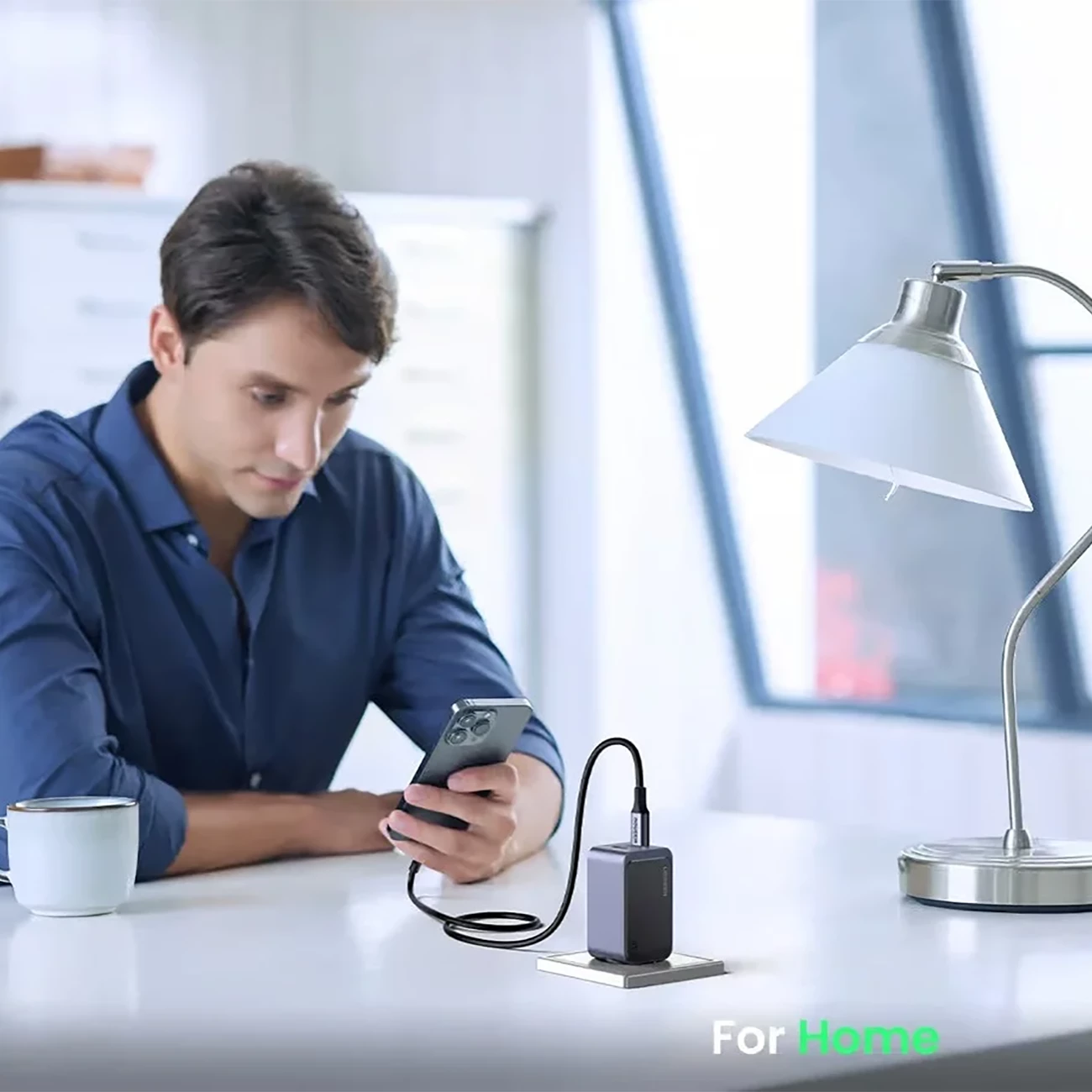 خرید شارژر دیواری 65 وات یوگرین با دو پورت تایپ سی و یک پورت یو اس بی