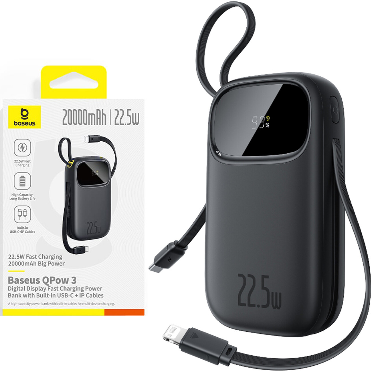 پاوربانک 20000 تایپسی، USB و لایتنینگ 22.5 وات بیسوس Baseus PPQD3-2022D/P10082107123