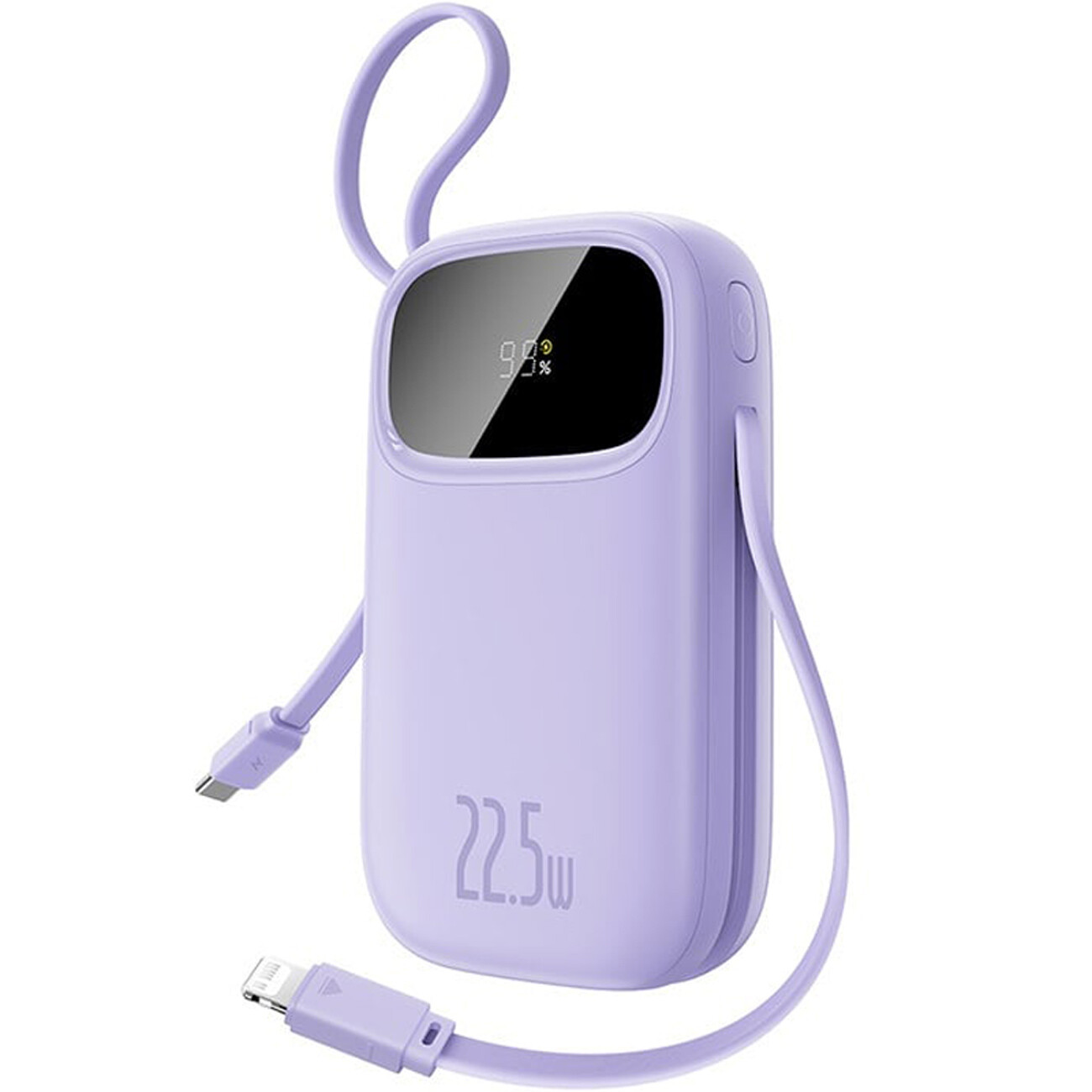 پاوربانک بنفش 20000 میلیآمپر یو اس بی و تایپسی با کابل تایپ سی و لایتنینگ 22.5 وات بیسوس