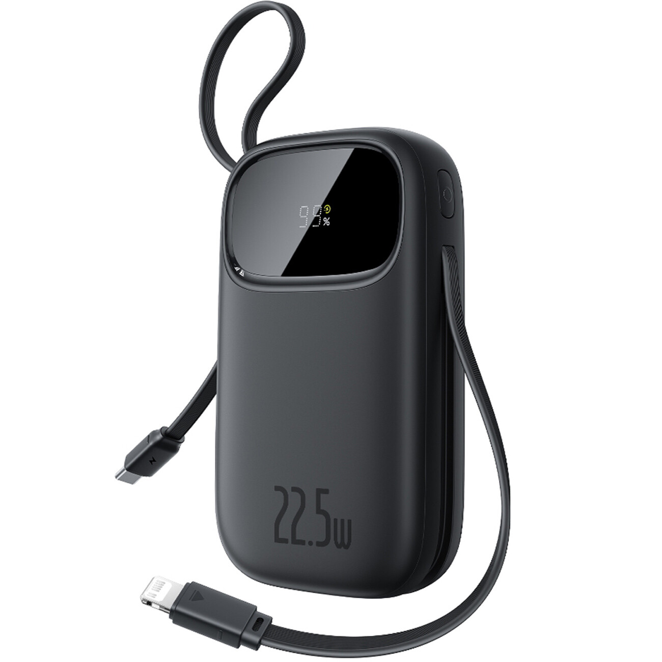 پاوربانک مشکی 20000 میلیآمپر یو اس بی و تایپسی با کابل تایپ سی و لایتنینگ 22.5 وات بیسوس