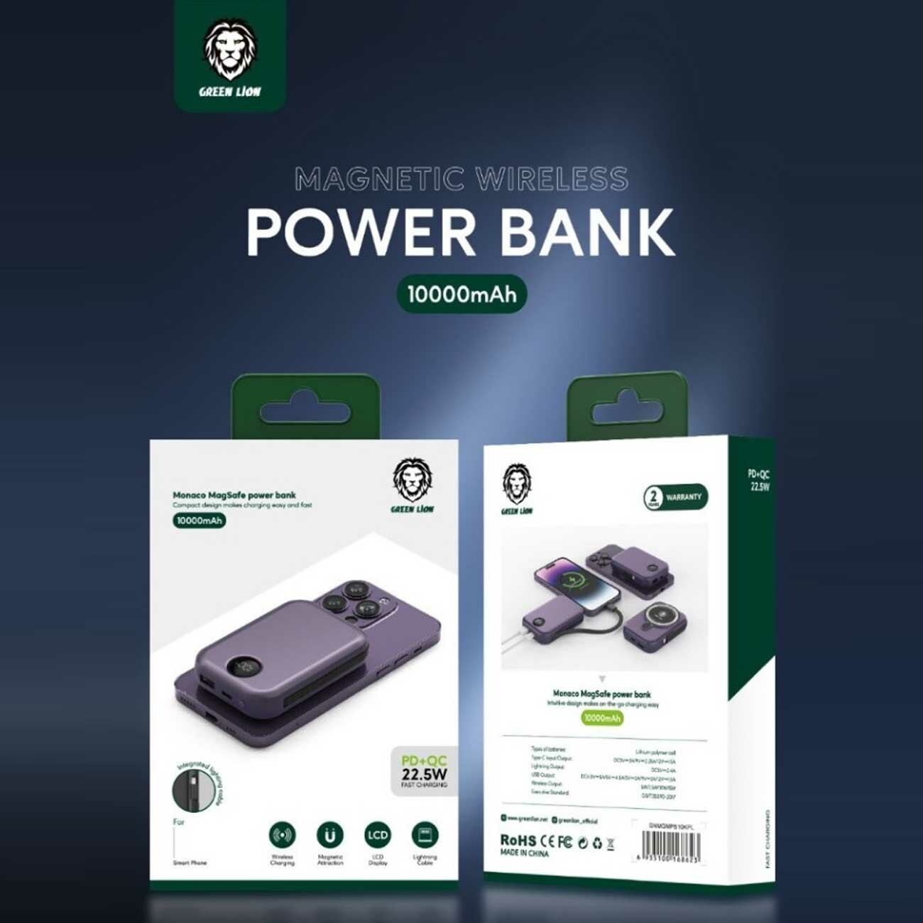 پاوربانک 10000 وایرلس 15 وات، تایپسی و یو اس بی گرینلاین