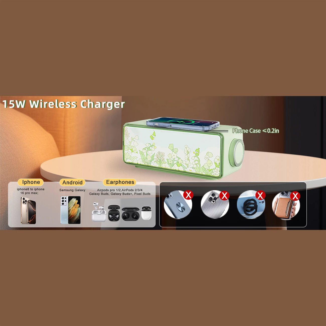 فروش اسپیکر بلوتوث، چراغ خواب و شارژر بی سیم