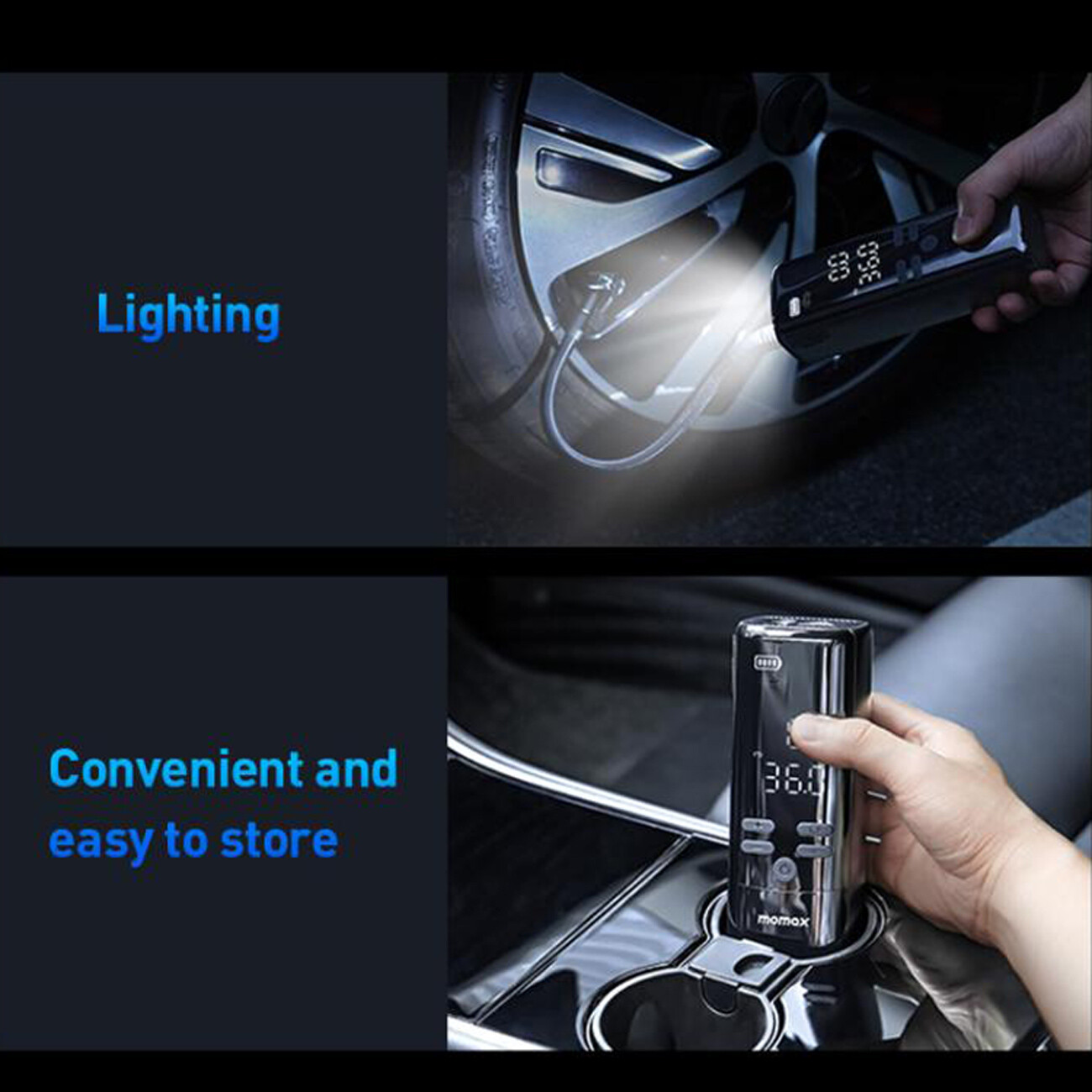 بهترین پمپ باد و چراغ قوه شارژی مومکس