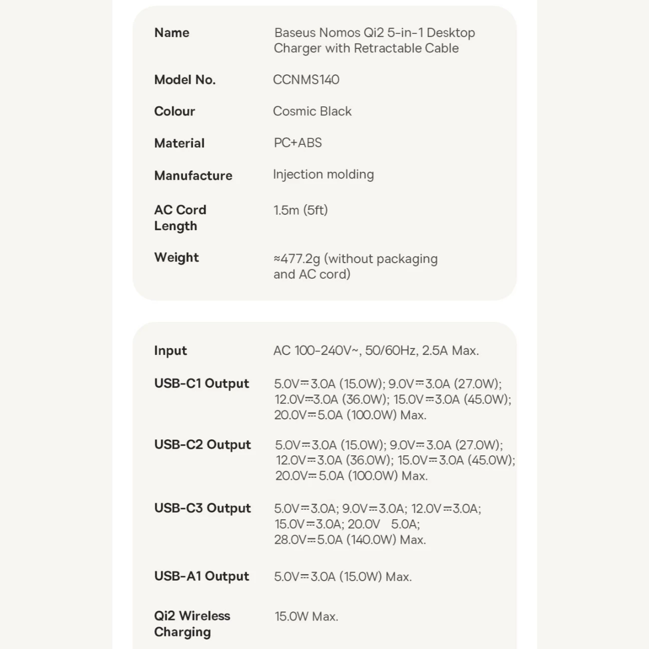 شارژر رومیزی یک یواسبی، دو تایپسی و یک کابل تایپسی جمع شونده 140 وات و شارژر وایرلس مگنتی 15 وات تاشو چندکاره بیسوس