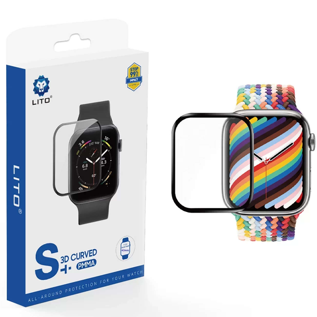 فروش محافظ صفحه اپل واچ 42 میلی متری تمام چسب لیتو