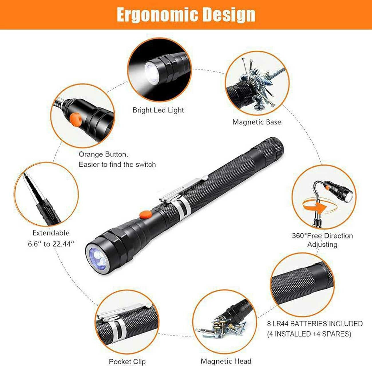 چراغ دستی منعطف مغناطیسی و پر نور