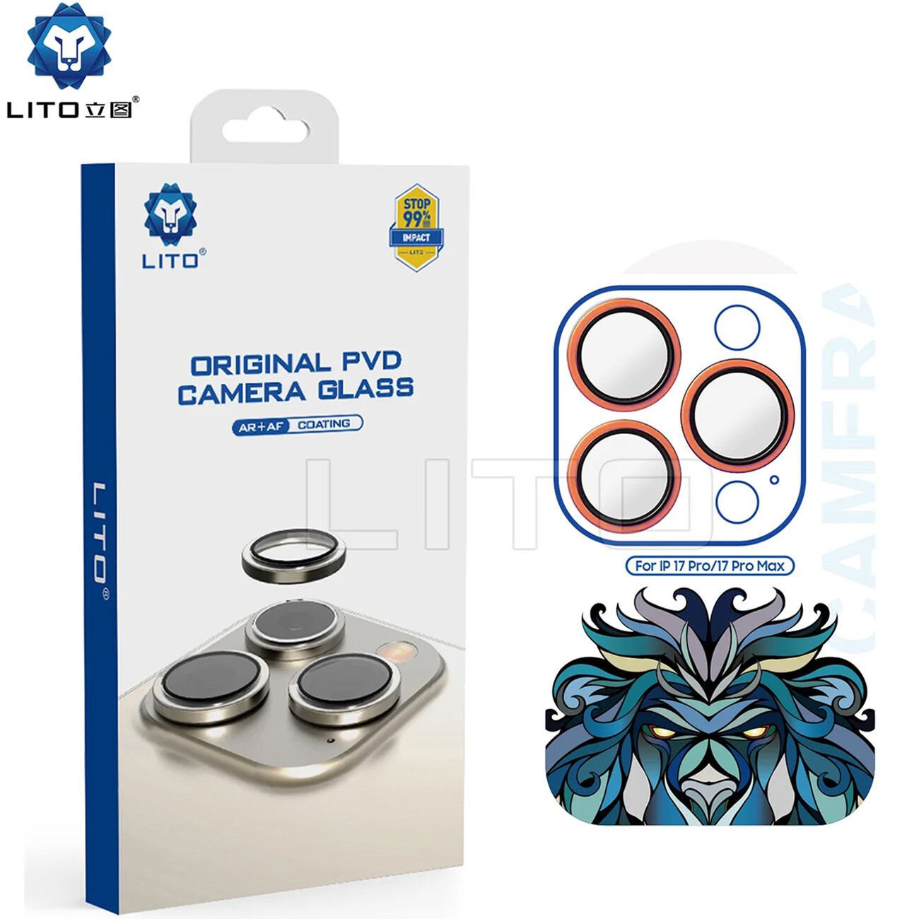 محافظ ضدانعکاس لنز دوربین آیفون 17 پرو و آیفون 17 پرومکس لیتو