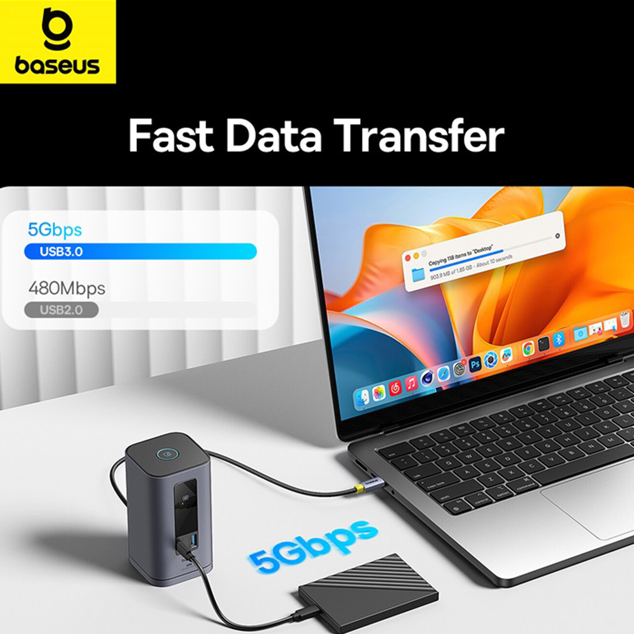 داک استیشن 10 در 1 با دو نمایشگر بیسوس