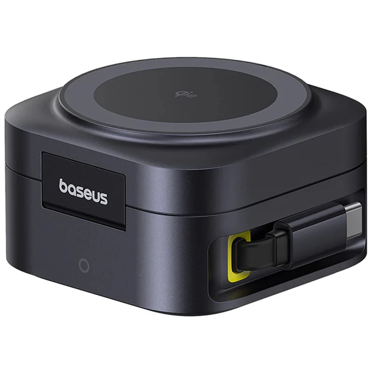 فروش شارژر بی‌سیم مگنتی تاشو رومیزی 15وات و پایه نگهدارنده موبایل بیسوس با کابل تایپ سی جمع شونده