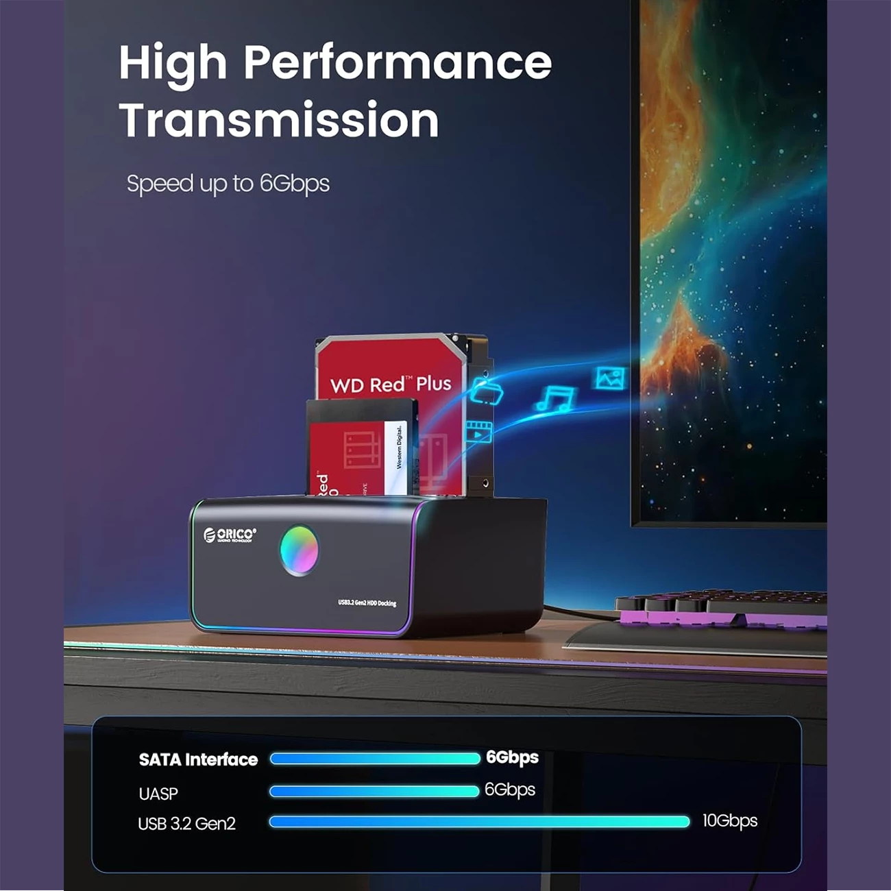 کیفیت داک هارد 2.5 اینچ و 3.5 اینچ 2 سینی Type-C اوریکو