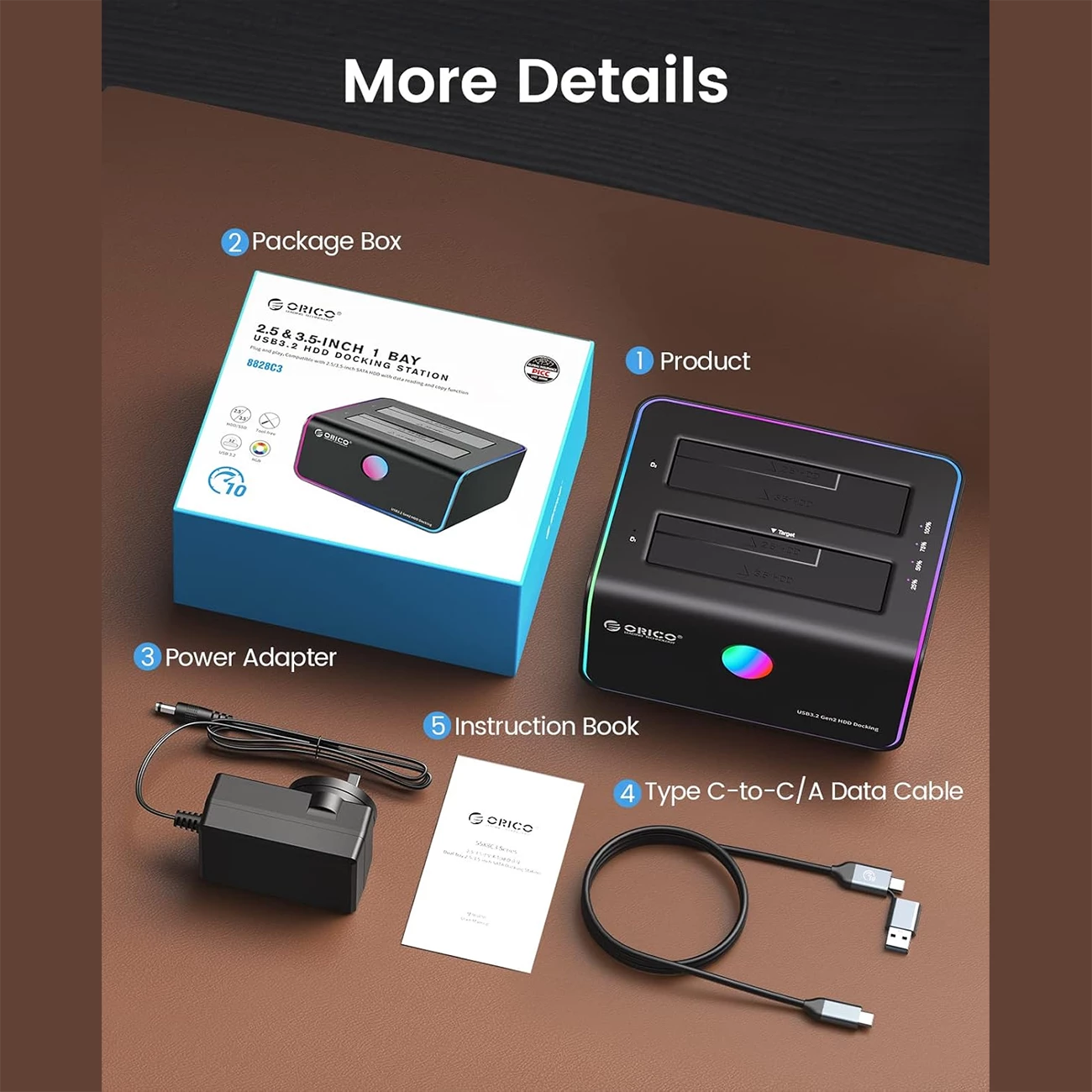 قیمت داک هارد 2.5 اینچ و 3.5 اینچ 2 سینی Type-C اوریکو