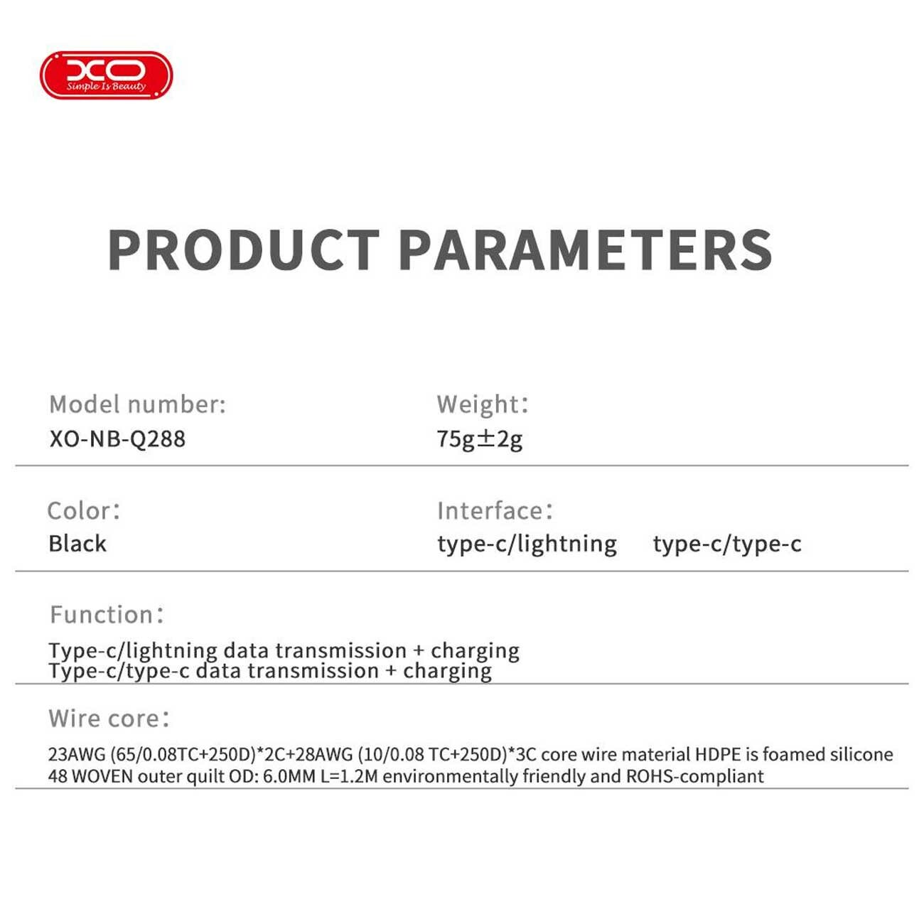 کابل تایپ‌سی به لایتنینگ 27 وات ایکس‌او