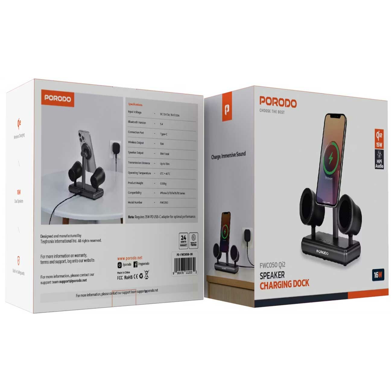 اسپیکر بلوتوث و شارژر وایرلس پورودو