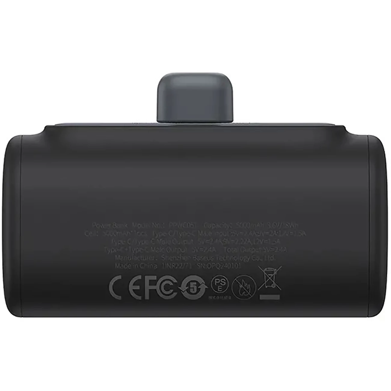 کیفیت پاوربانک کپسولی 5000 میلی آمپر 20 وات تایپ سی بیسوس