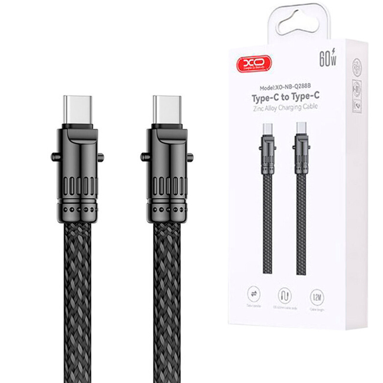قیمت کابل دو سر تایپ سی فست شارژ 60 وات ایکس او