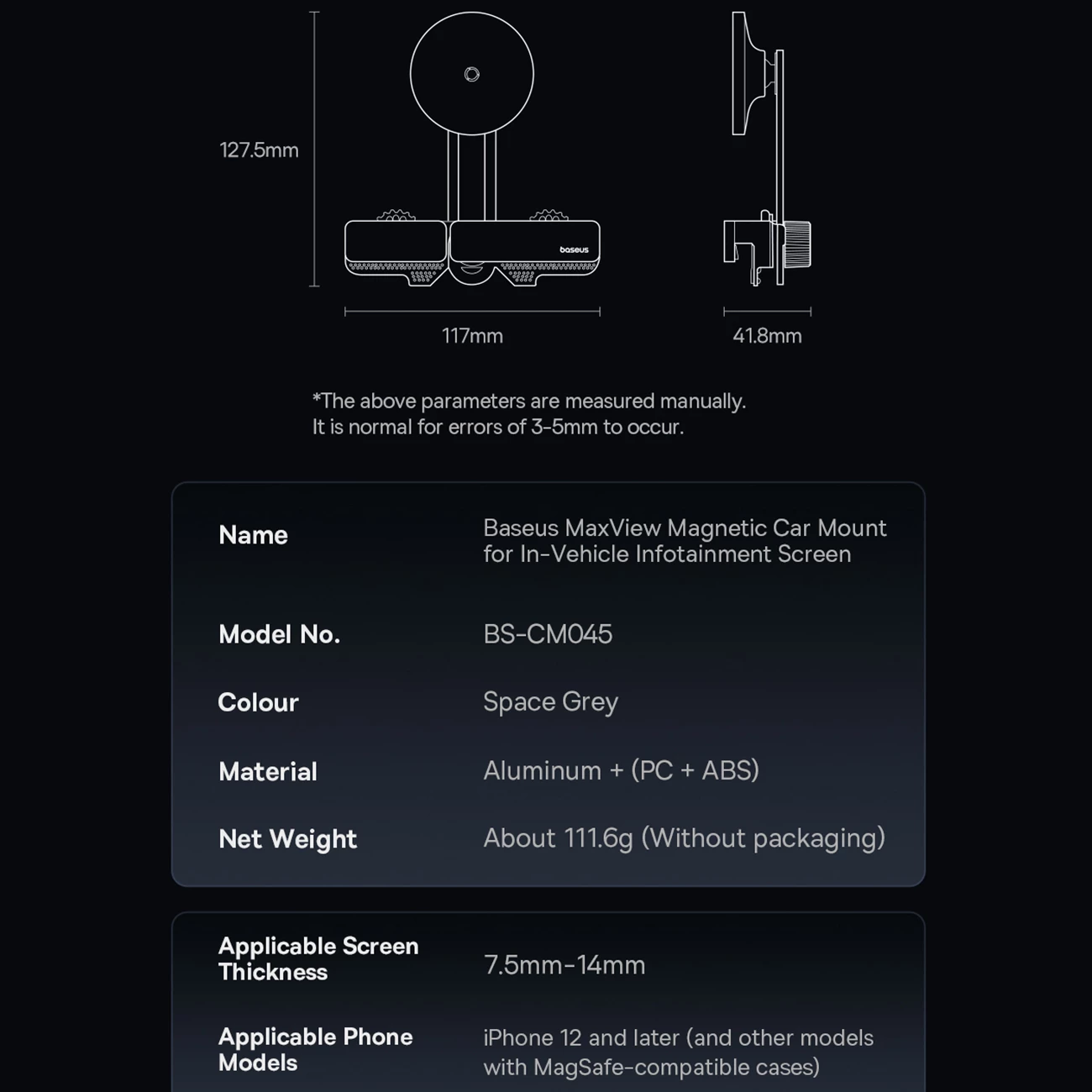 هولدر مگنتی گوشی موبایل مانیتور خودرو بیسوس