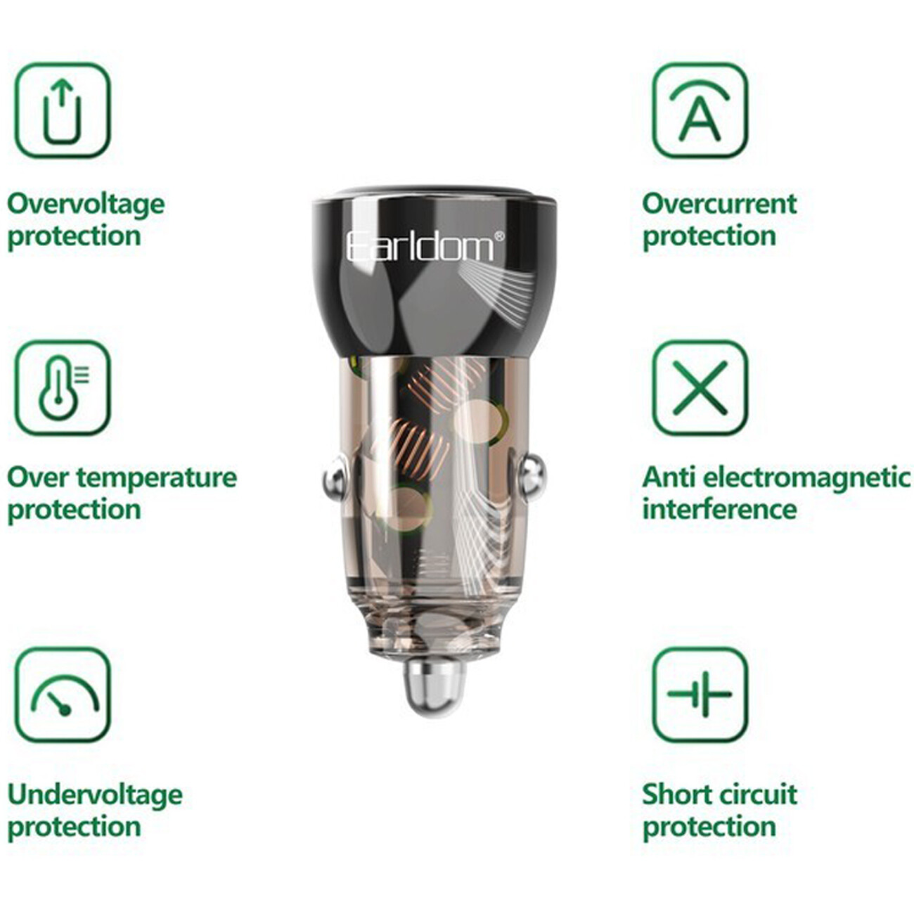 بهترین شارژر فندکی فست شارژ تایپ سی و یو اس بی خودرو 30 وات ارلدام
