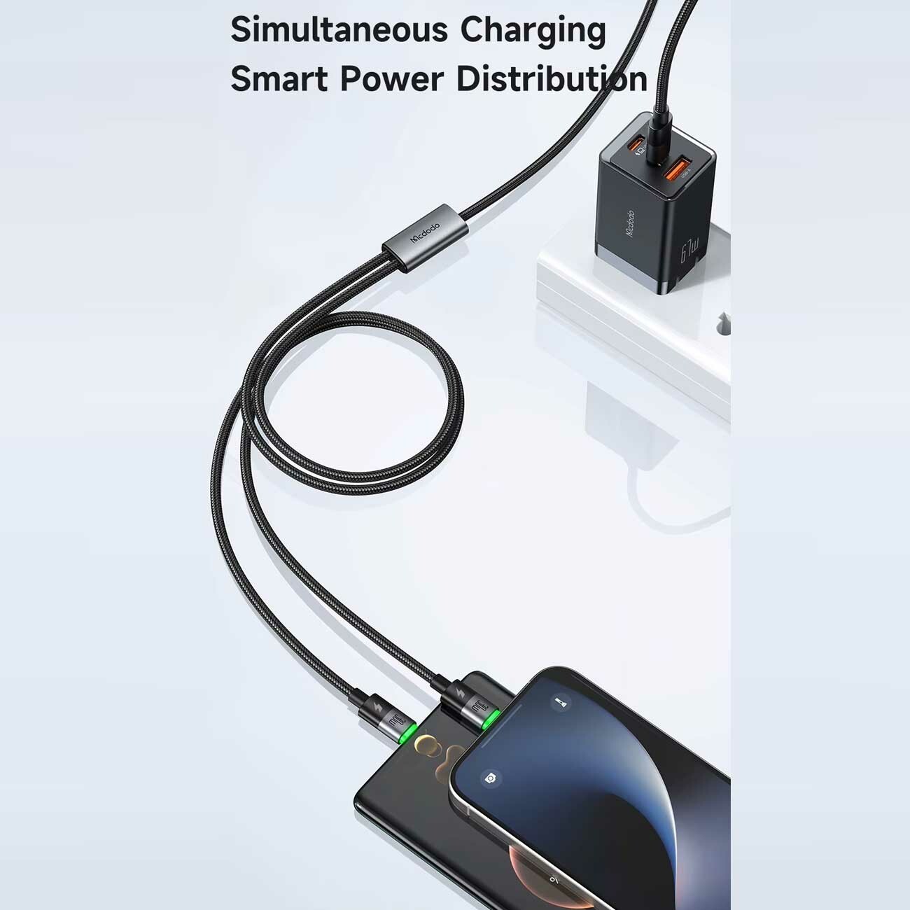 بهترین کابل تایپ‌سی به دو تایپ‌سی 100 وات 5 آمپر 1.5 متری مک‌دودو