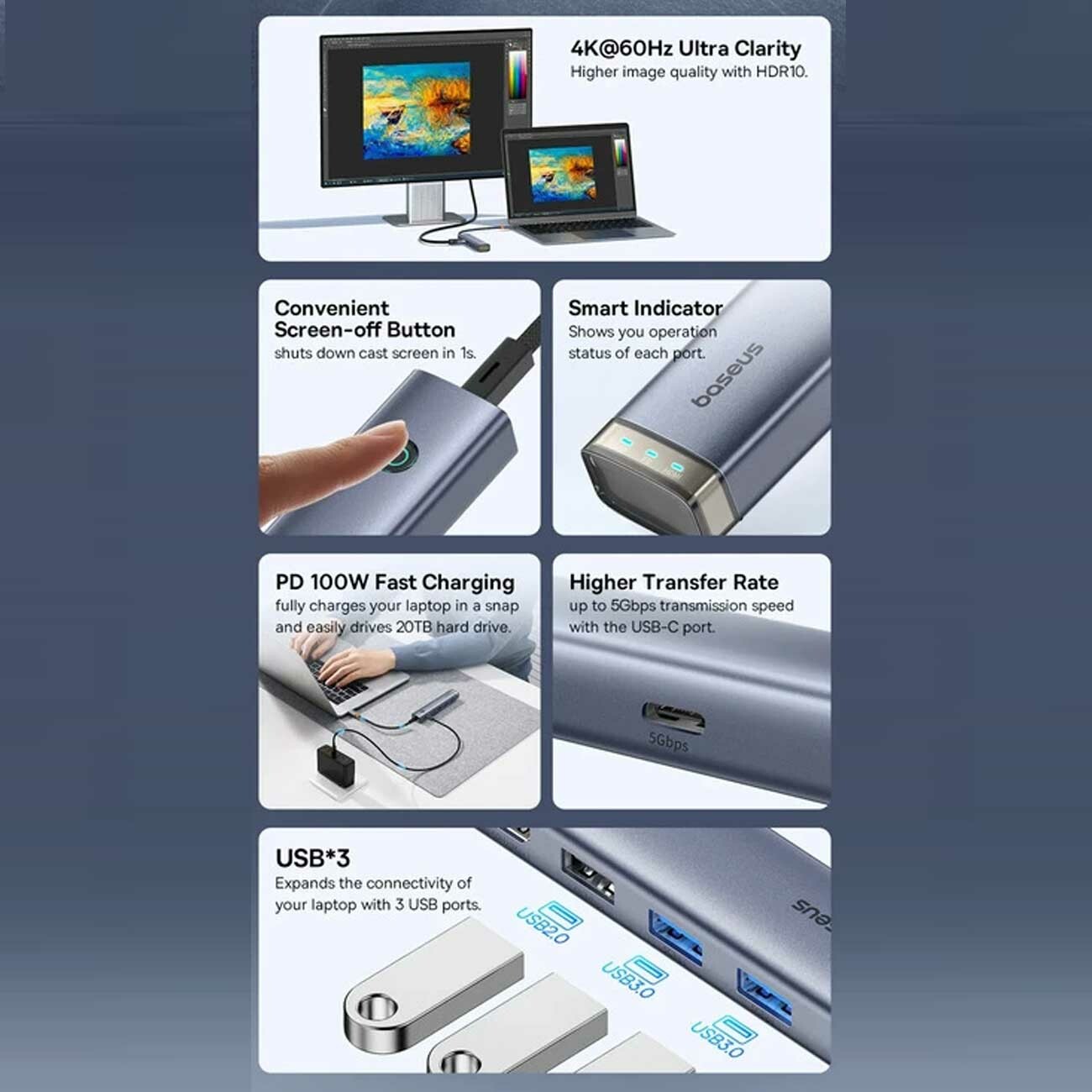 هاب تایپ‌سی 6 پورت بیسوس