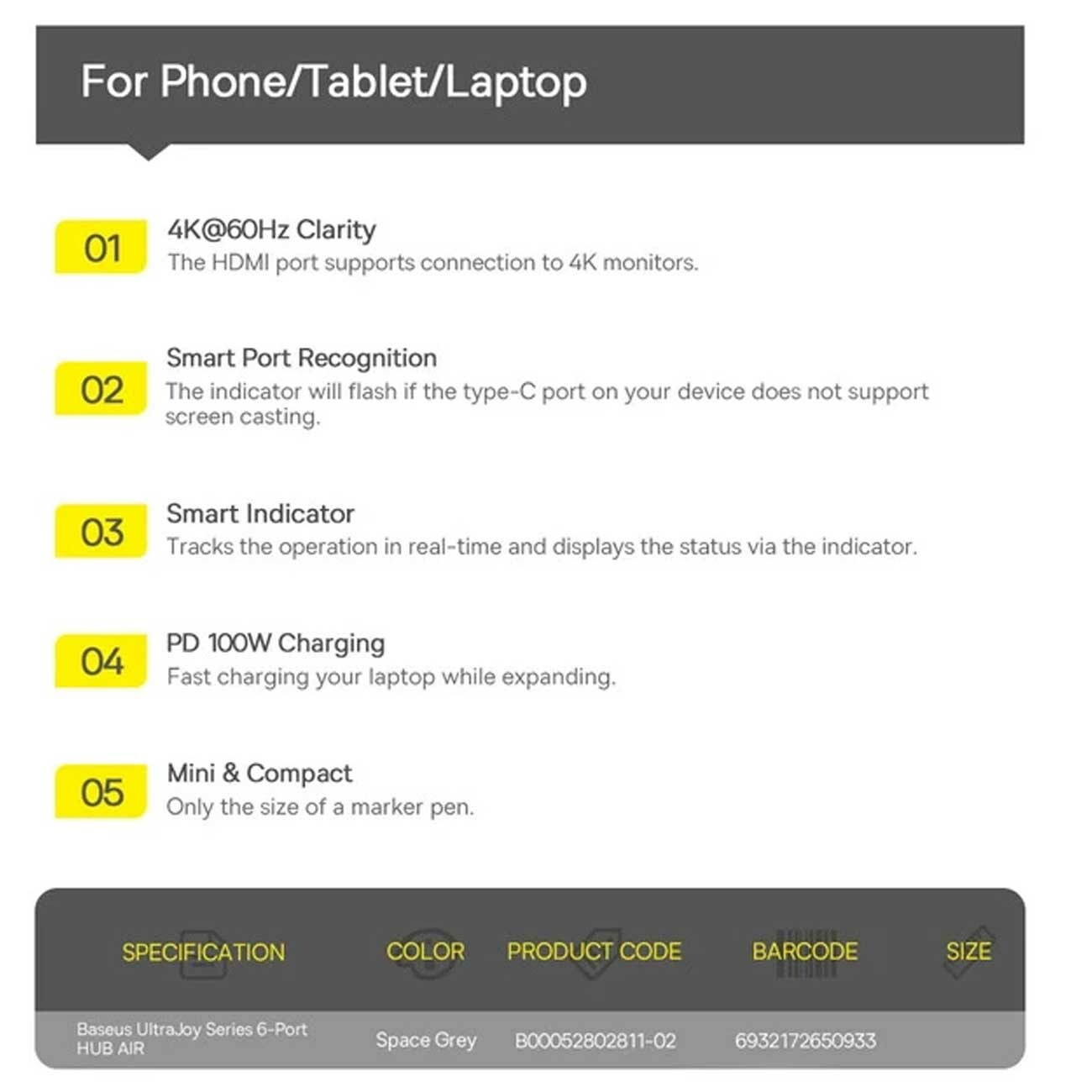 هاب تایپ‌سی 6 پورت بیسوس