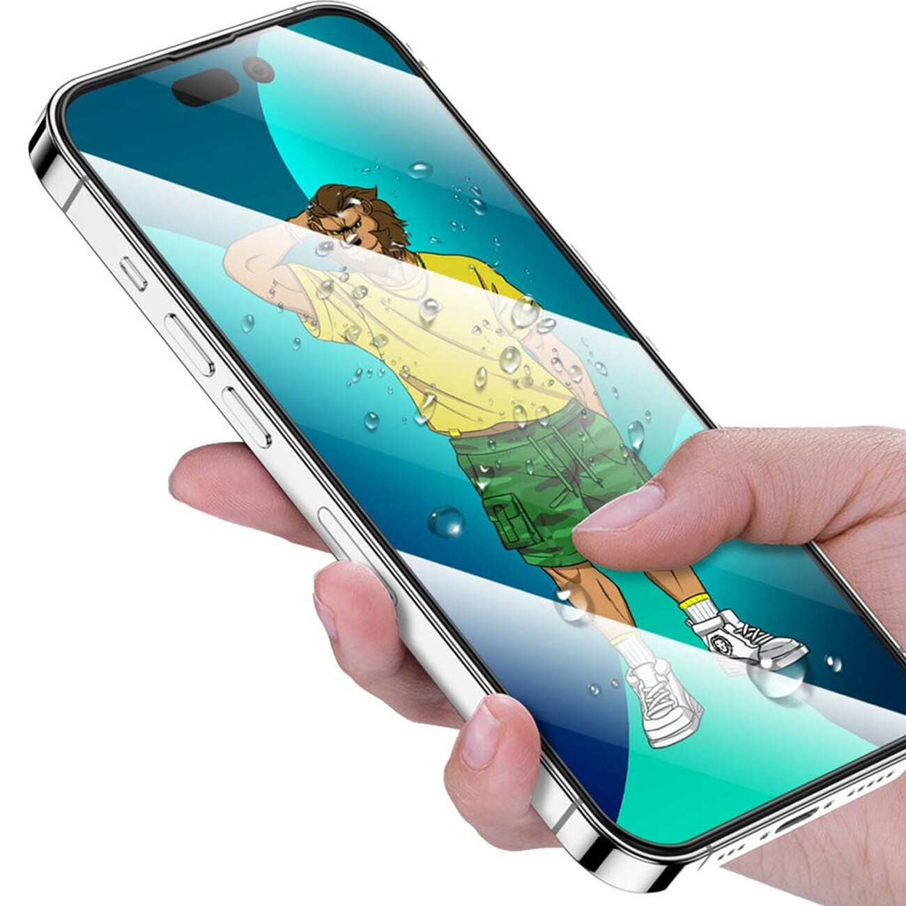 فروش گلس شفاف سیلیکونی آیفون 14 پرو گرین‌لاین