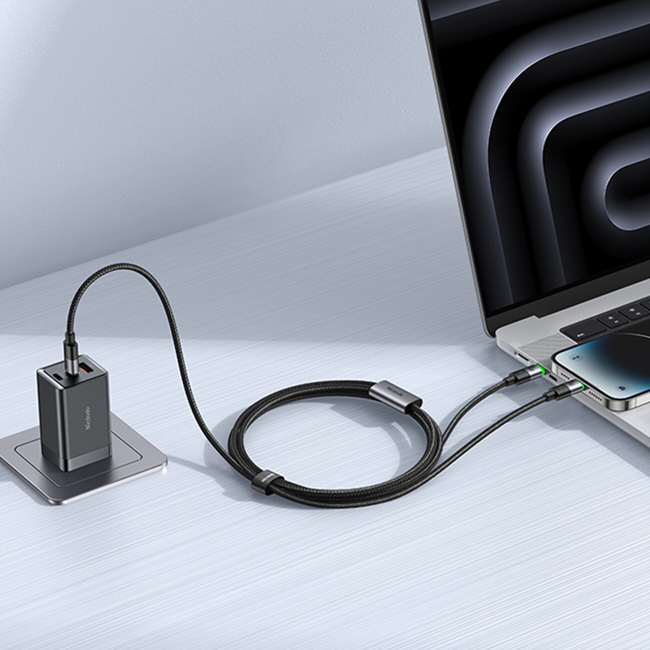 کابل شارژ سریع 100وات تایپ سی به لایتنینگ+تایپ سی مک دودو