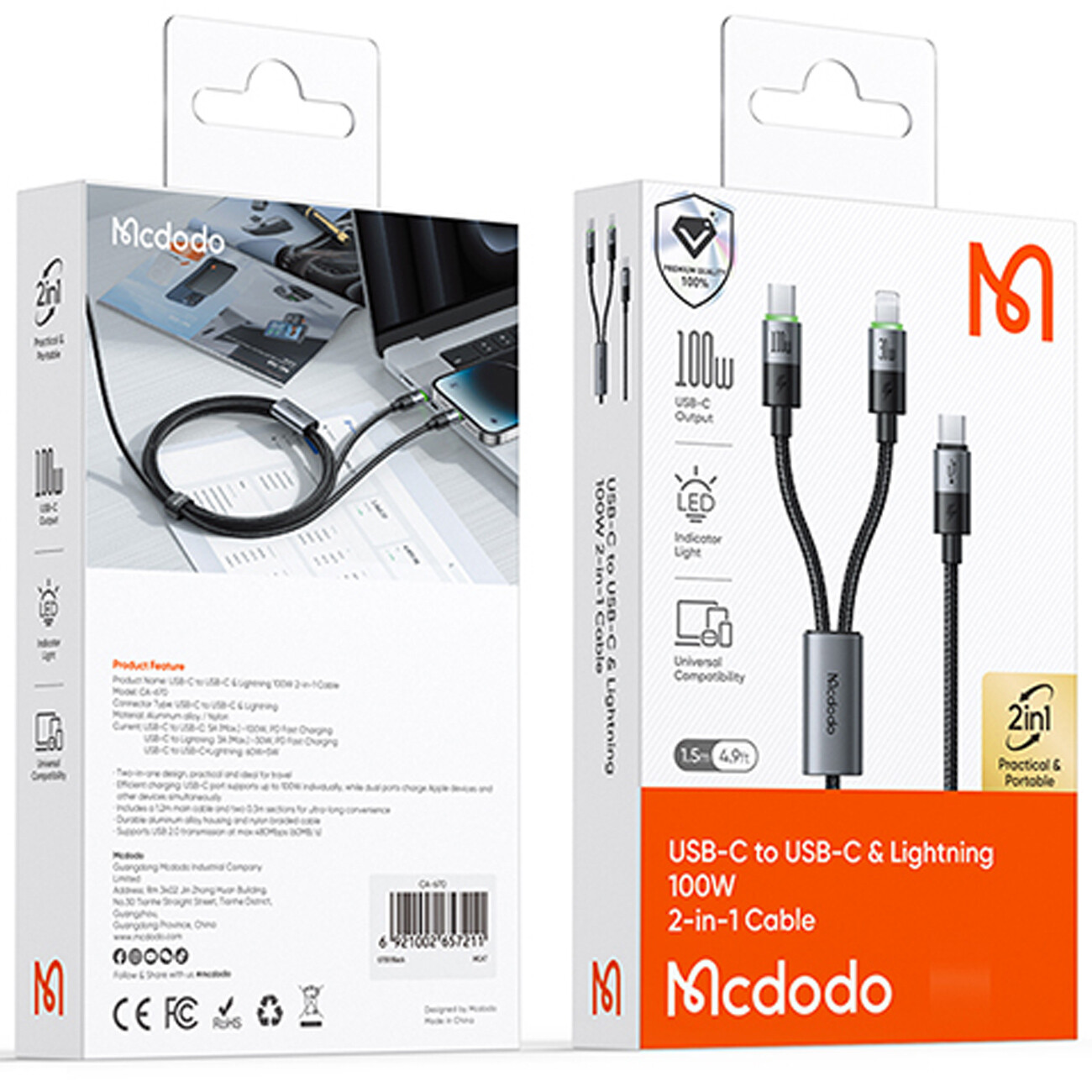 قیمت کابل تایپ سی به لایتنینگ و تایپ سی مک دودو