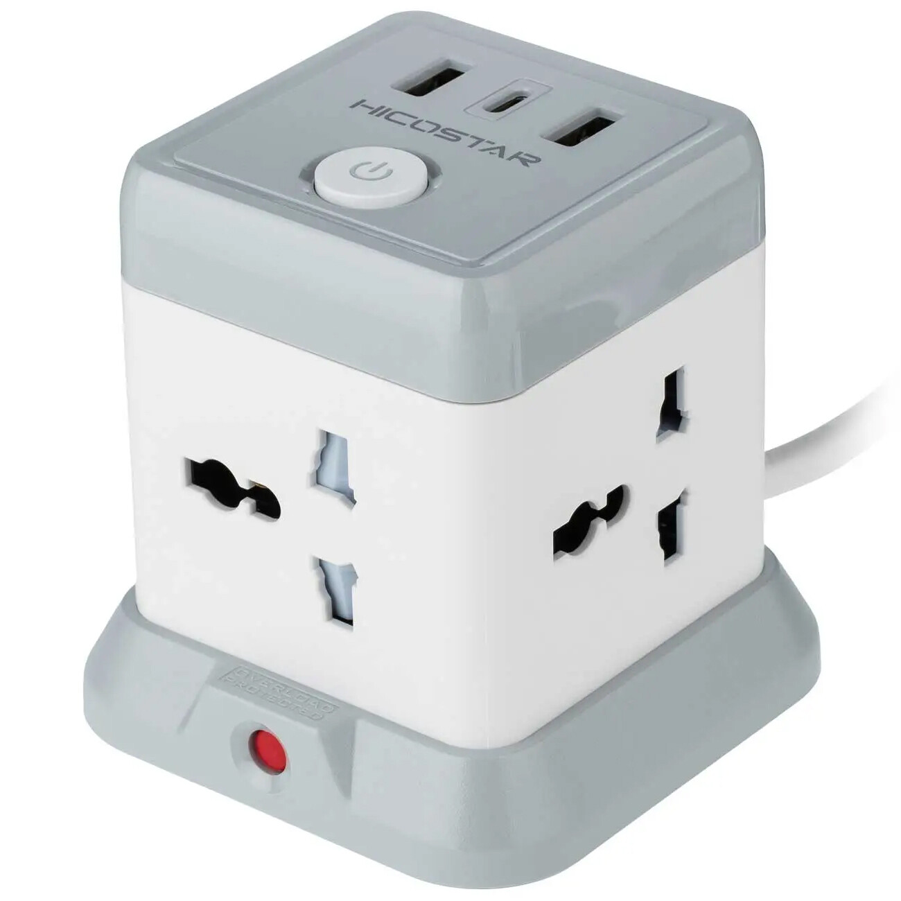 چندراهی برق 4 سوکت 2500 وات، دو USB و دو تایپ سی هایکو استار Hicostar HS-PS321 با کابل دومتری