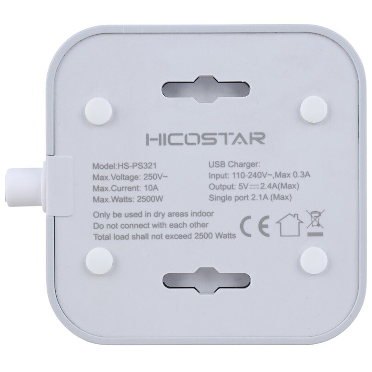 فروش چندراهی مکعبی برق وشارژر دیواری 4 سوکت و 2 یو اس بی و 1 تایپ سی هایکو استار