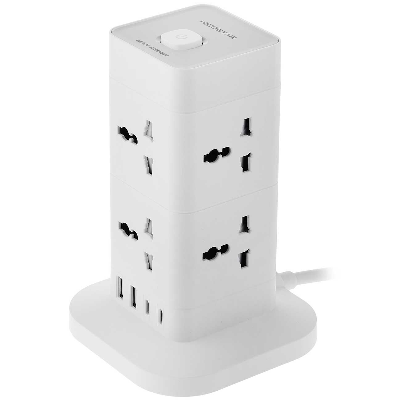 چند راهی برق 8 سوکت 2500 وات، دو USB و دو تایپ‌سی هایکواستار Hicostar HS-PS322
