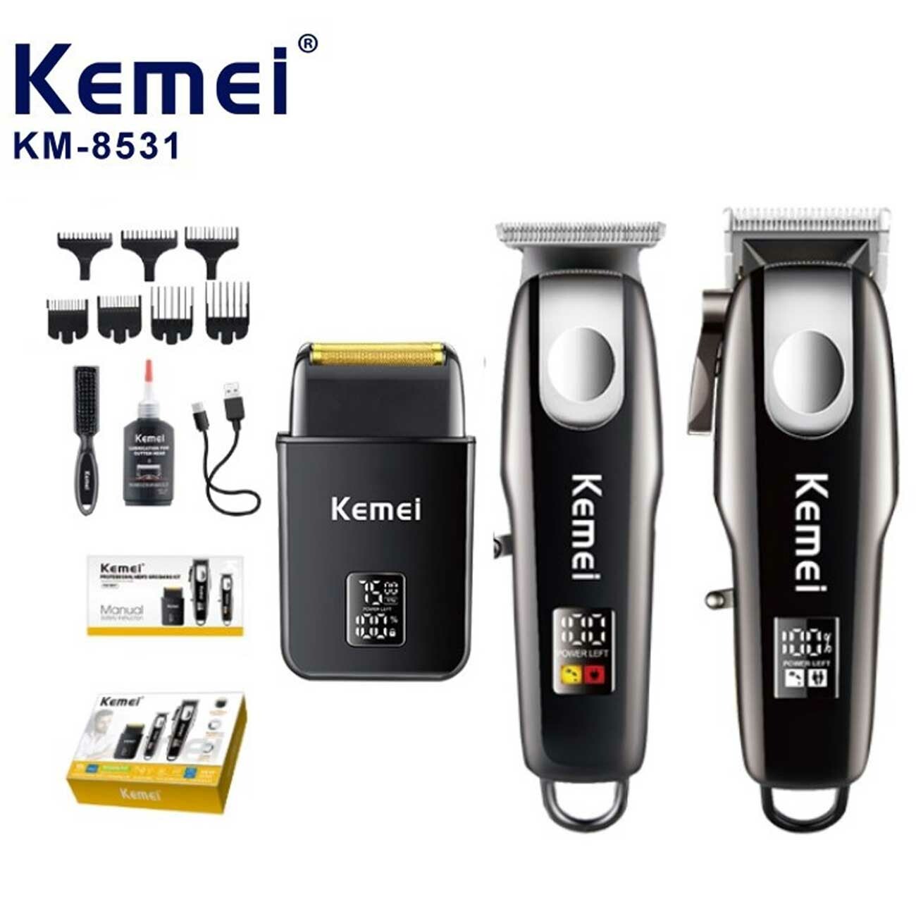 ست ریش تراش و ماشین اصلاح 3 تایی کمی Kemei KM-8531