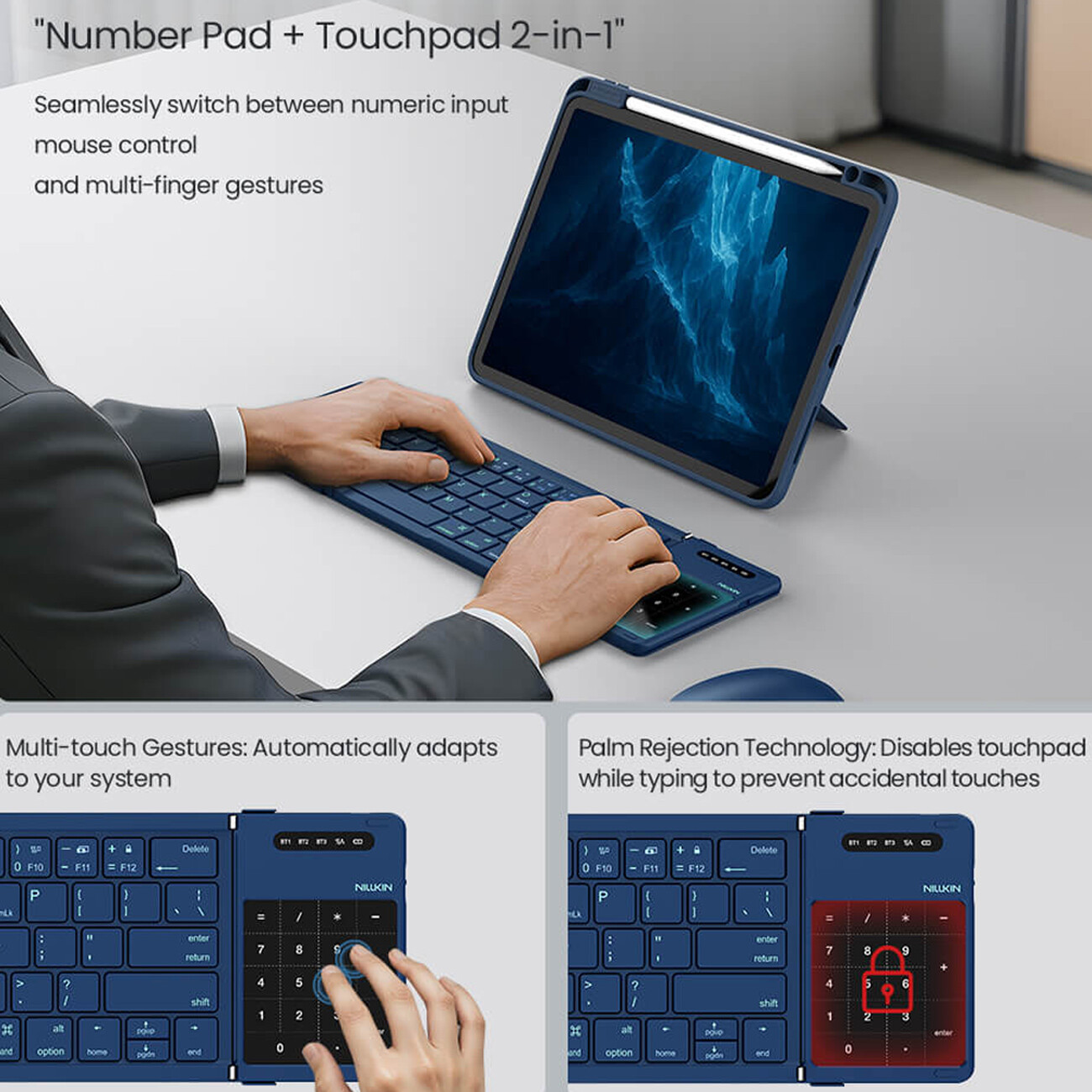 خرید کیبورد بی‌سیم تاشو نیلکین