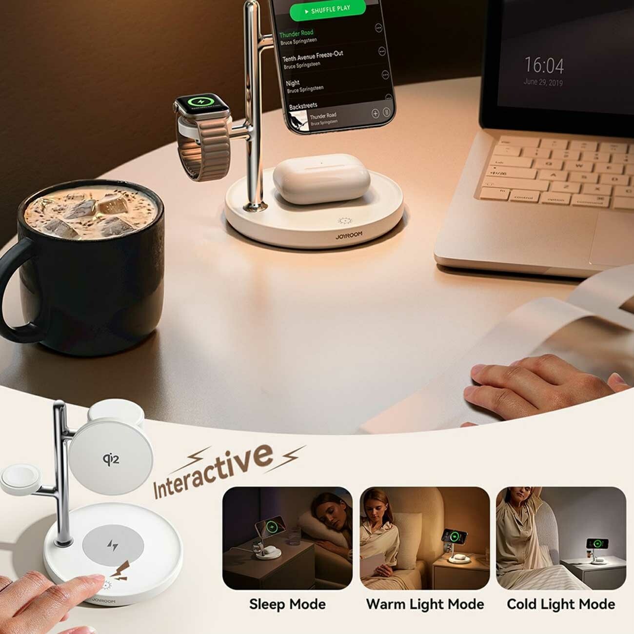 شارژر مگنتی گوشی، اپل واچ و ایرپادز 4 کاره جویروم